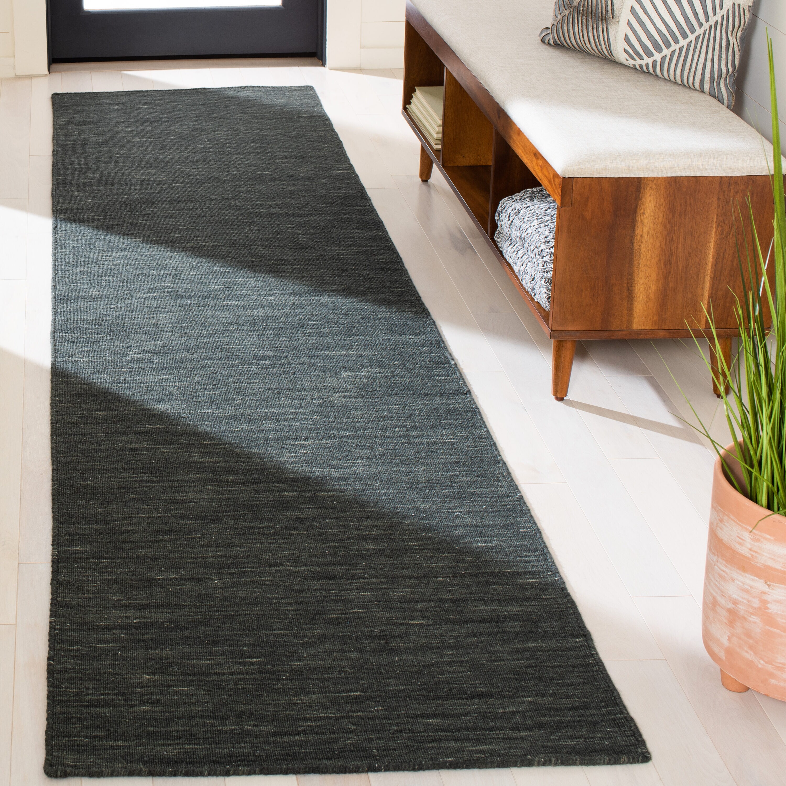  Kilim 850 Charcoal/Gray Solid / Tonal 2Ft-3In x 9Ft Runner Rug
