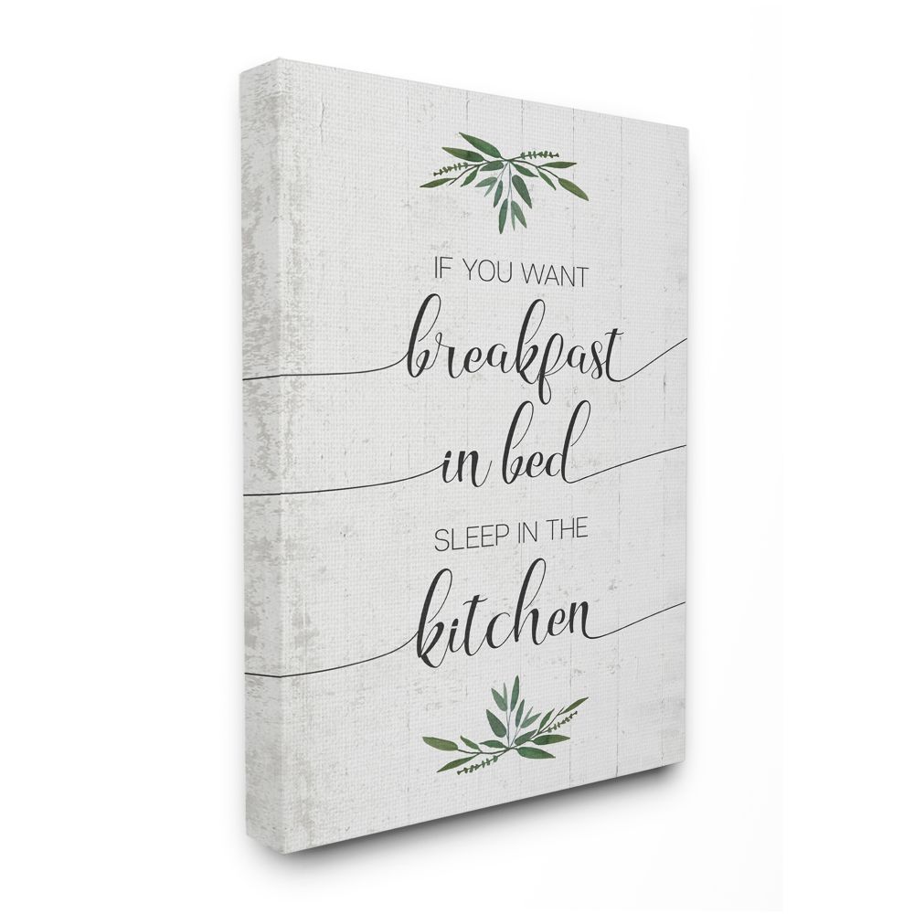 Stupell Industries AB-861-CN-16X20 For Breakfast in Bed Sleep In Kitchen Sassy Phrase Daphne Polselli Gallery Wrapped Canvas 20-in H x 16-in W Kitchen Canvas Print