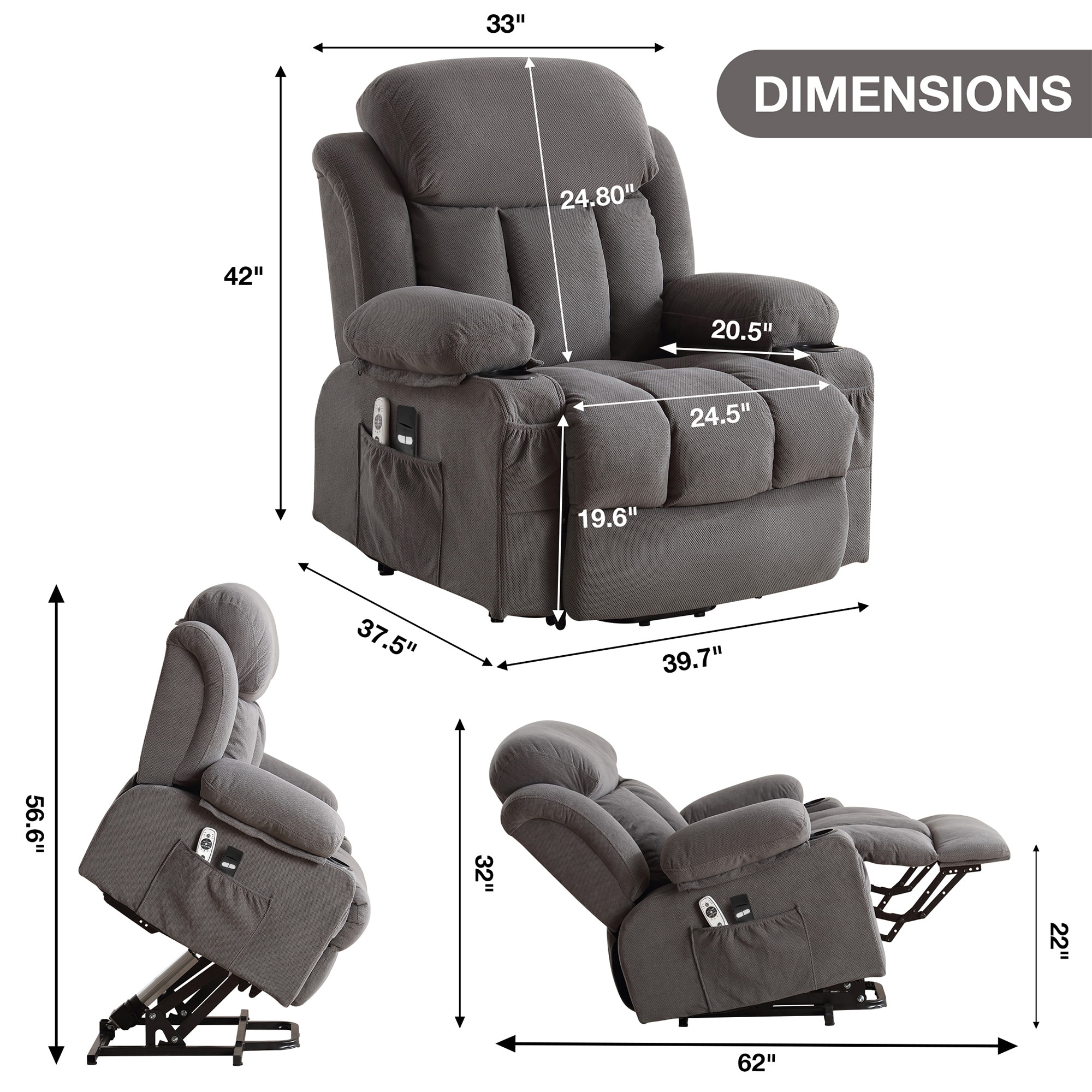 Sumyeg JH-HFOF-026BN recliners - View #4