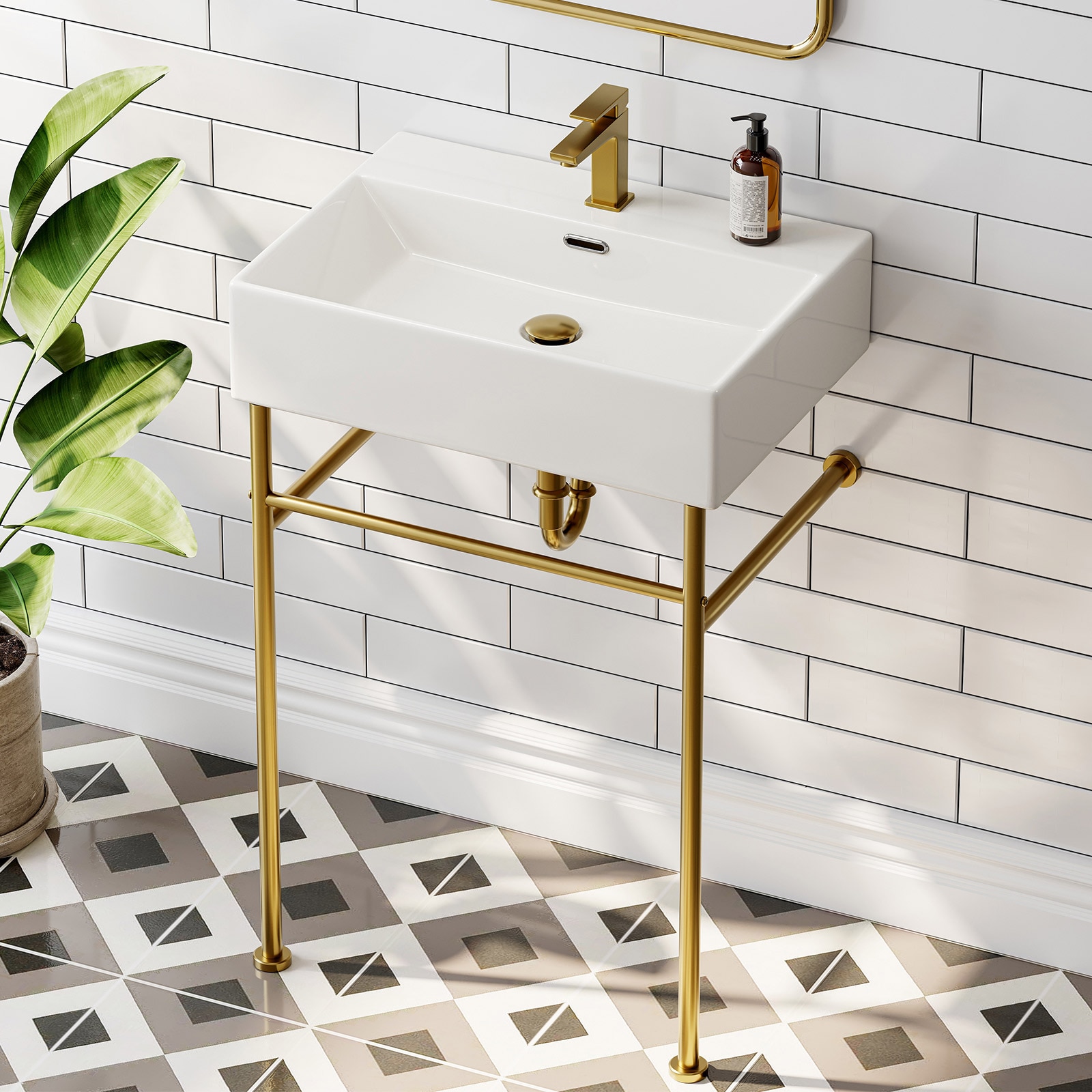 Ceramic 23.8-in Wall-mount Rectangular Trough Modern White Bathroom Sink