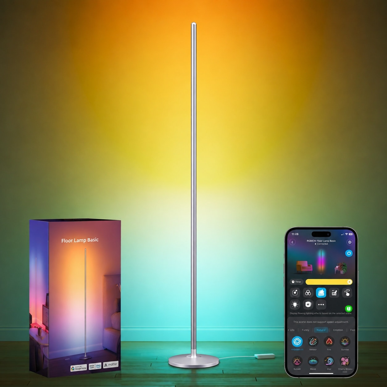IUEST - RGBIC Floor Lamp LED Corner Lamp Works with Alexa Smart Modern Floor Lamp with Music Syn...