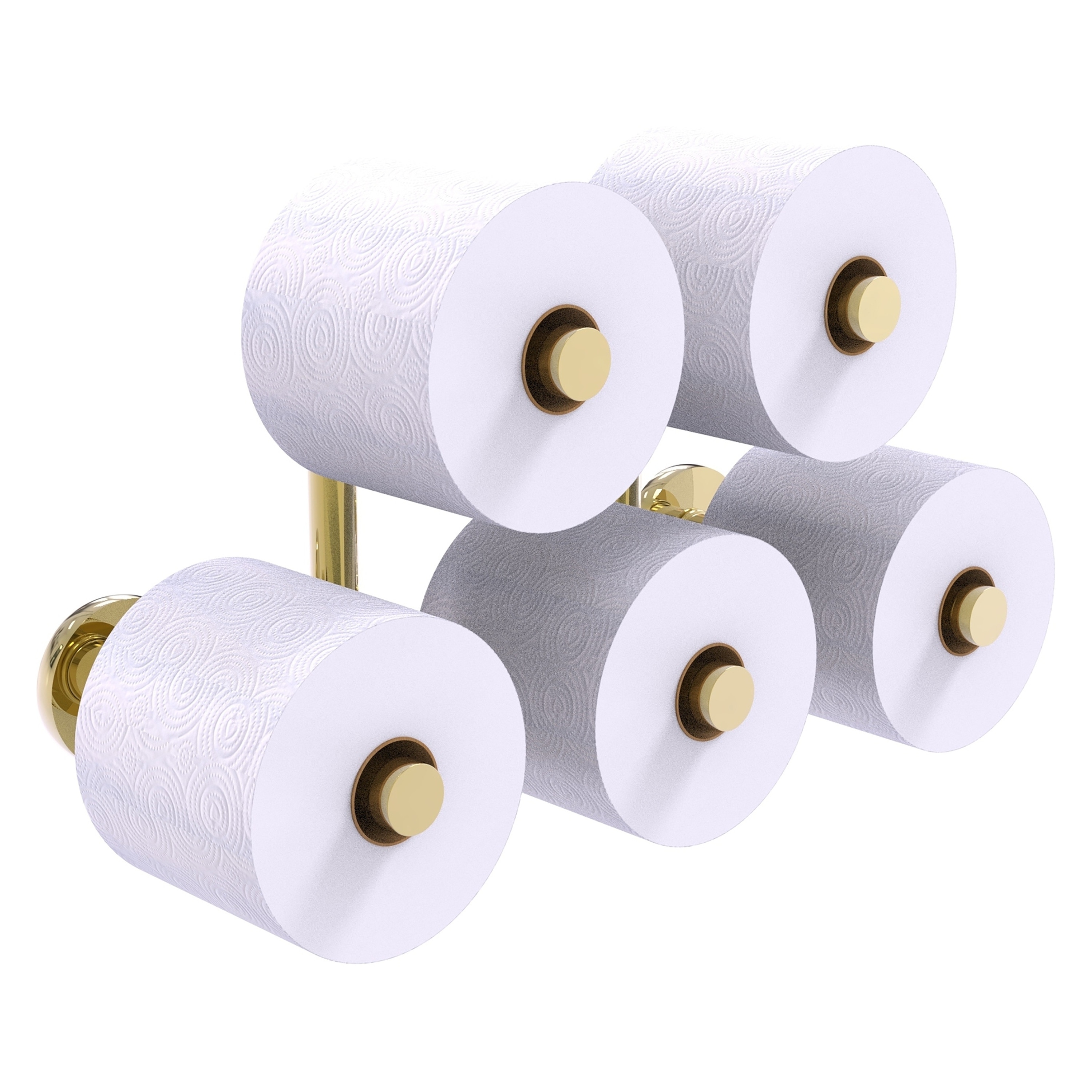 Allied Brass P1000-24-5-UNL Prestige Skyline Unlacquered Brass Wall mount Double post Toilet Paper Holder 5 -Rolls