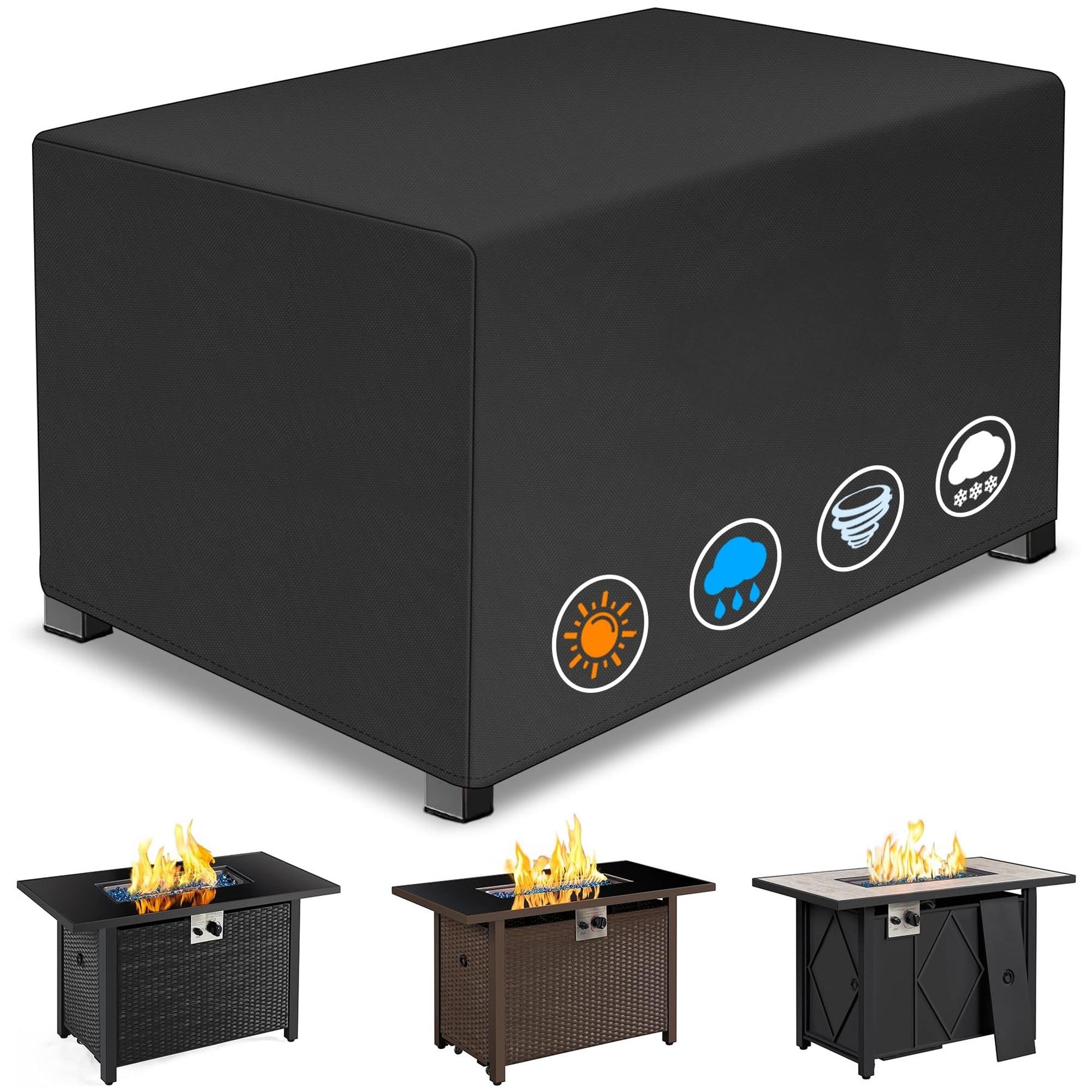 Wudkey 1 Pack Black 44 in  L x 28 in  W Heavy Duty Rectangular Waterproof Fire Pit Cover for Outdoor Fire Table