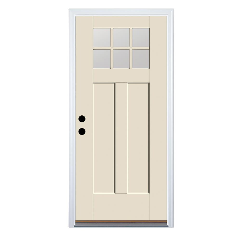 Therma-Tru BMTT626456 Shaker Entry Door 32-in x 80-in x 4-9/16-in Fiberglass Craftsman Right-hand inswing Ready to Paint Unfinished Prehung Front Door with Brickmould Insulating core