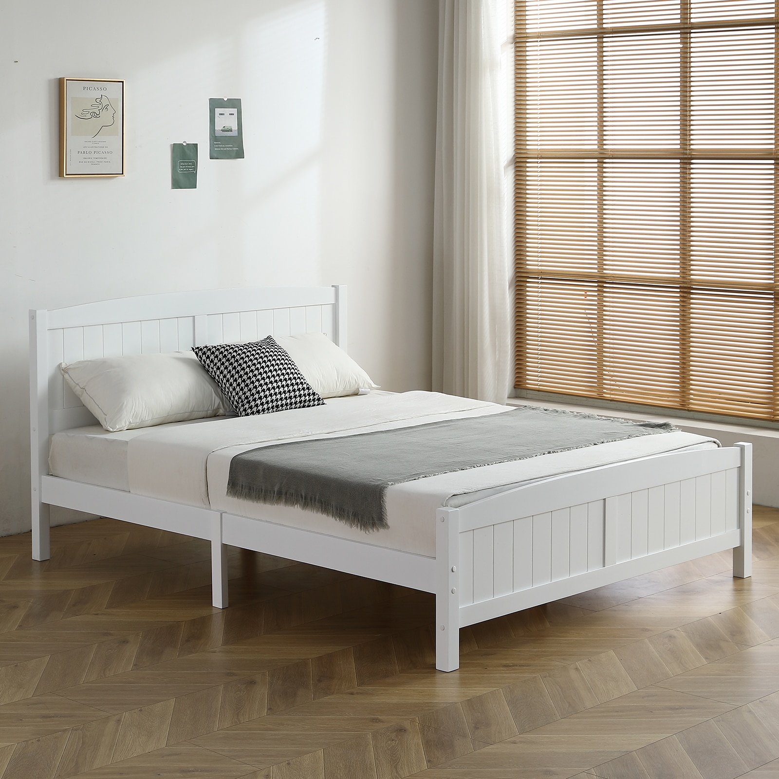 Winado White Queen Wood Bed Frame LO1G52001512 at Lowes.com