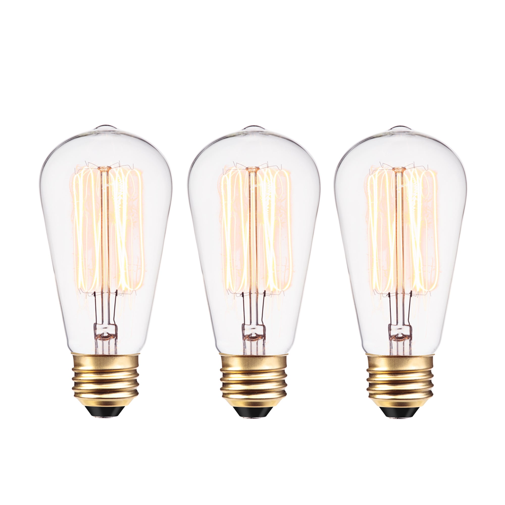 Globe Electric Vintage Edison 41-Watt EQ S60 Soft White Medium Base (e-26)  Dimmable Incandescent Light Bulb (3-Pack) in the Decorative Light Bulbs  department at