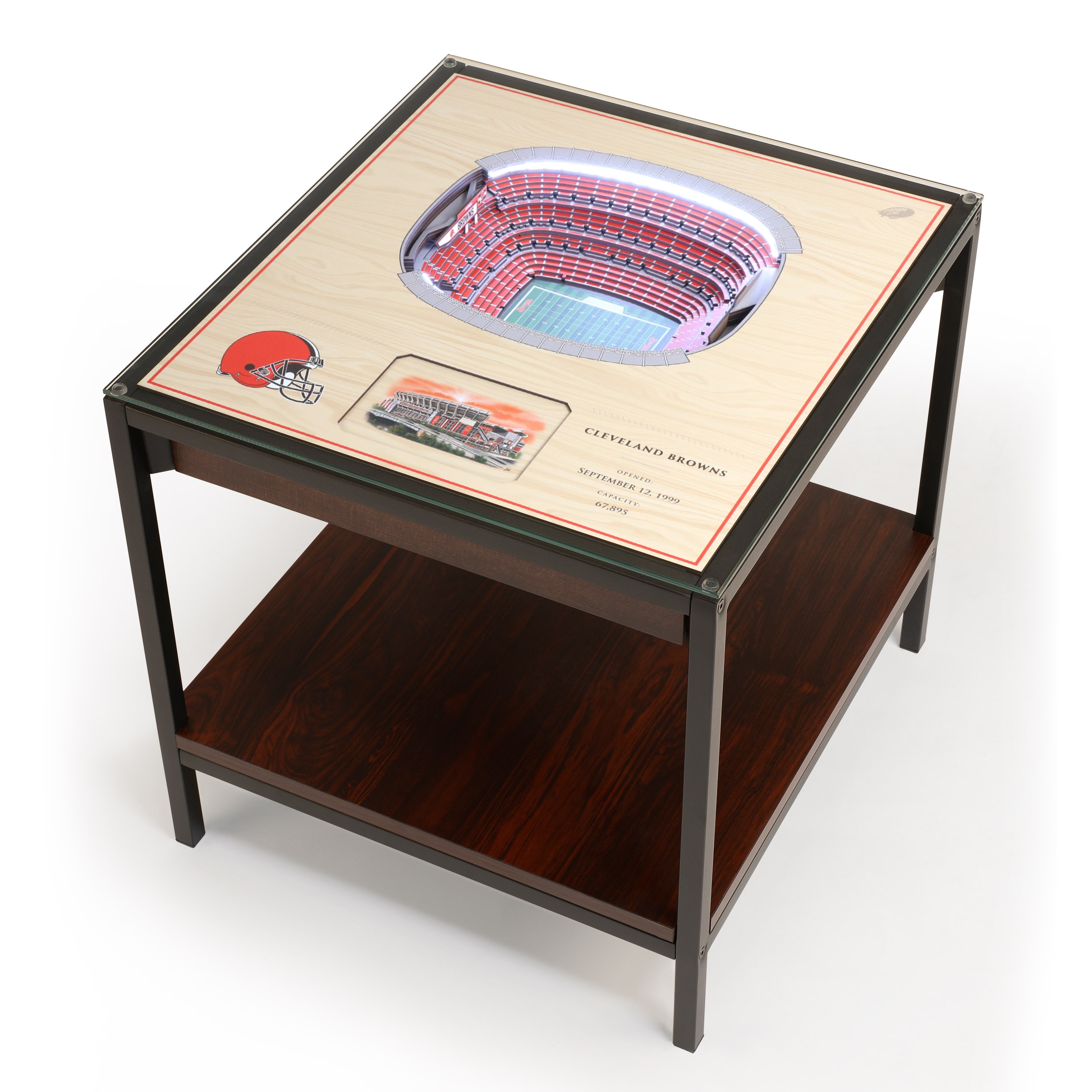 StadiumViews 3704701 25-Layer StadiumView Lighted End Table 22-in W x 22.25-in H Team Colors Glass Square Modern End Table with Storage Assembly Required