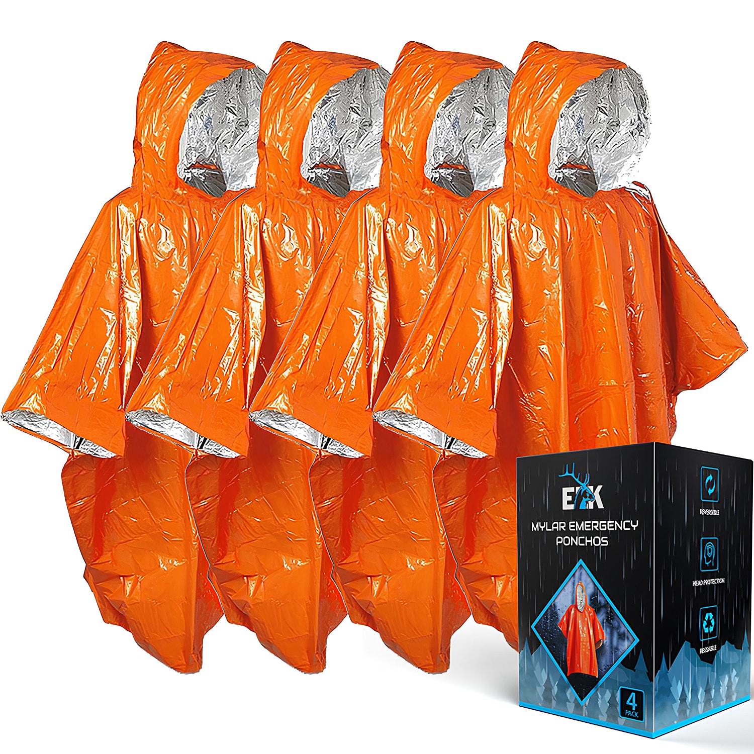 ELK Adult Unisex Orange Light Weight Hooded Insulated Work Jacket Large MYLARPNCHOS ORNG 4PK at Lowes