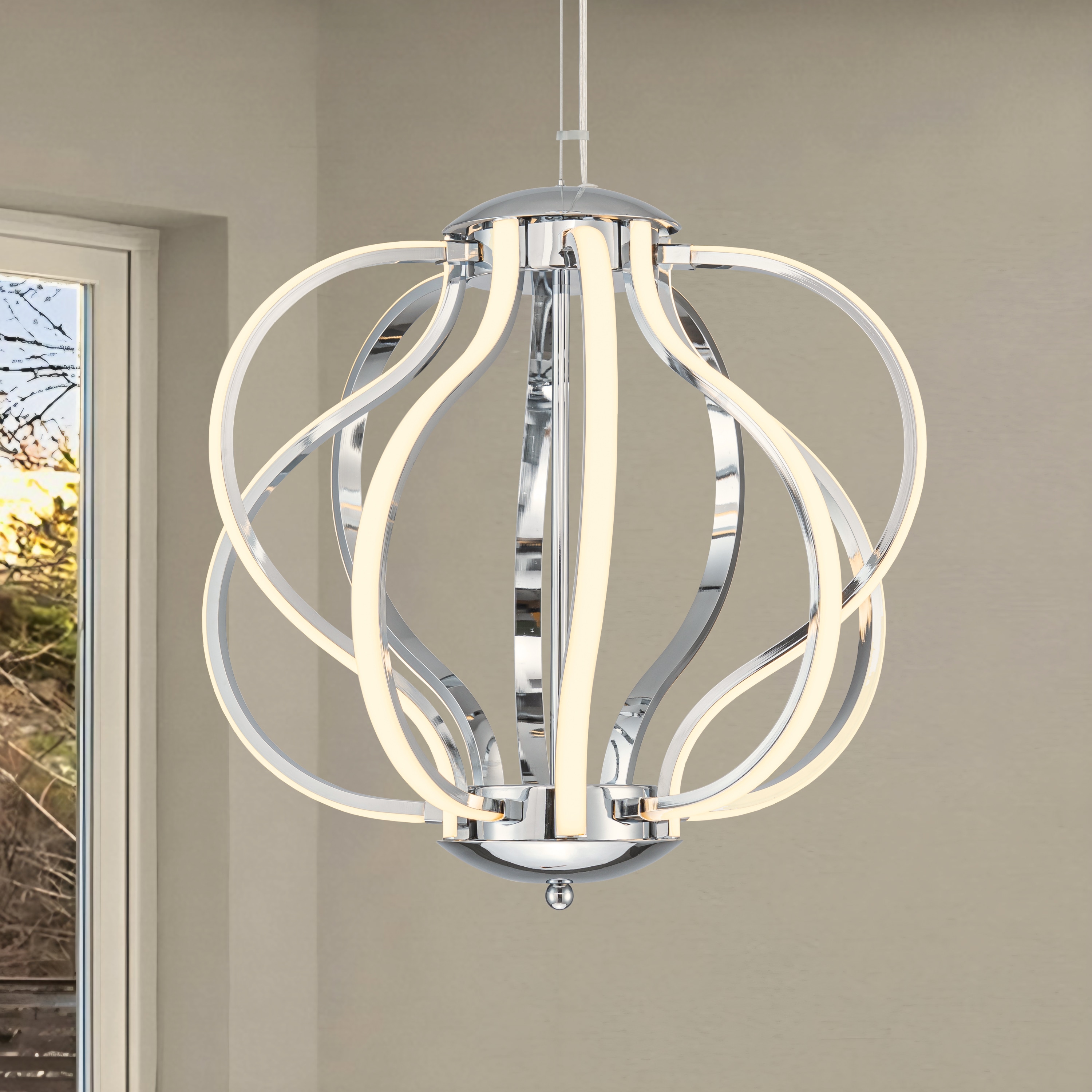 C Cattleya LCA2550-JUN-LH 1 -Light Chrome Modern/contemporary Integrated LED For Use in Dining Rooms, Foyers, Kitchens, Living Rooms Chandelier