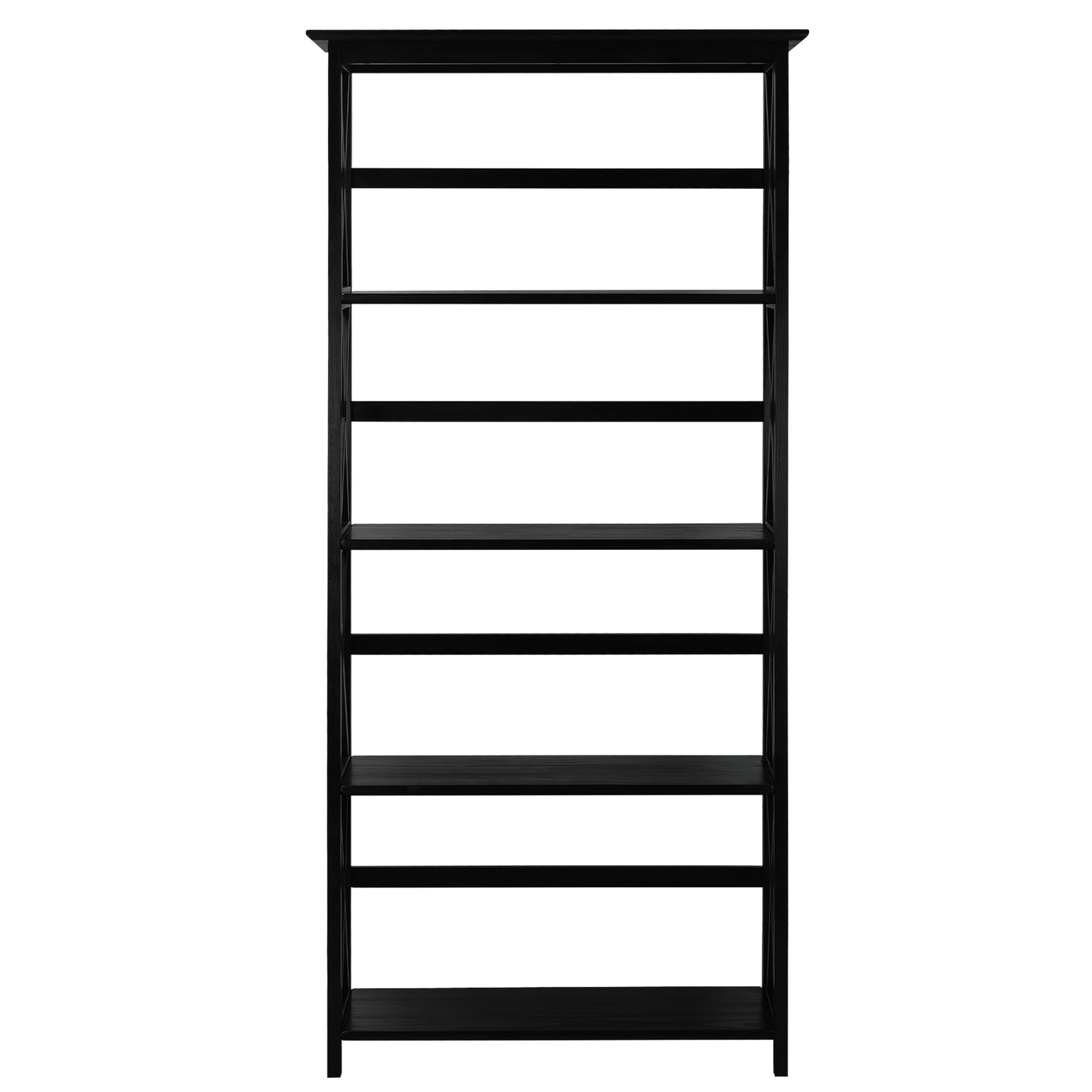 Casual Home 324-52 Montego Black Wood 4 -Shelf Bookcase ( 29.5-Inches W x 63-Inches H x 11.75-Inches D ) Stained