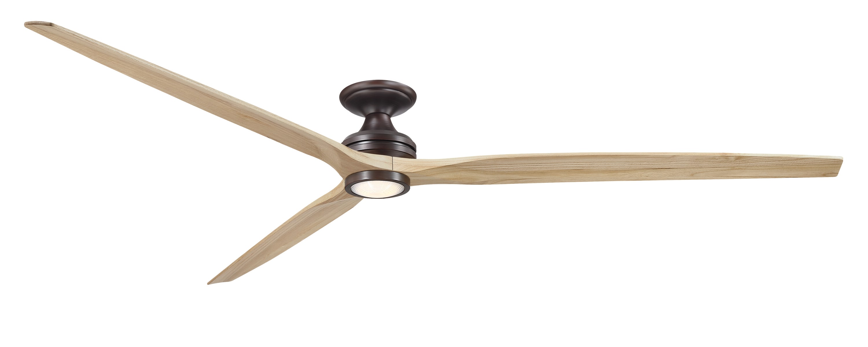 Fanimation Spitfire 96-in Dark Bronze with Natural Blades Color-changing Integrated LED Indoor/Outdoor Flush Mount Smart Propeller Ceiling Fan with -  FPD6721BDZ-96N-LK-F