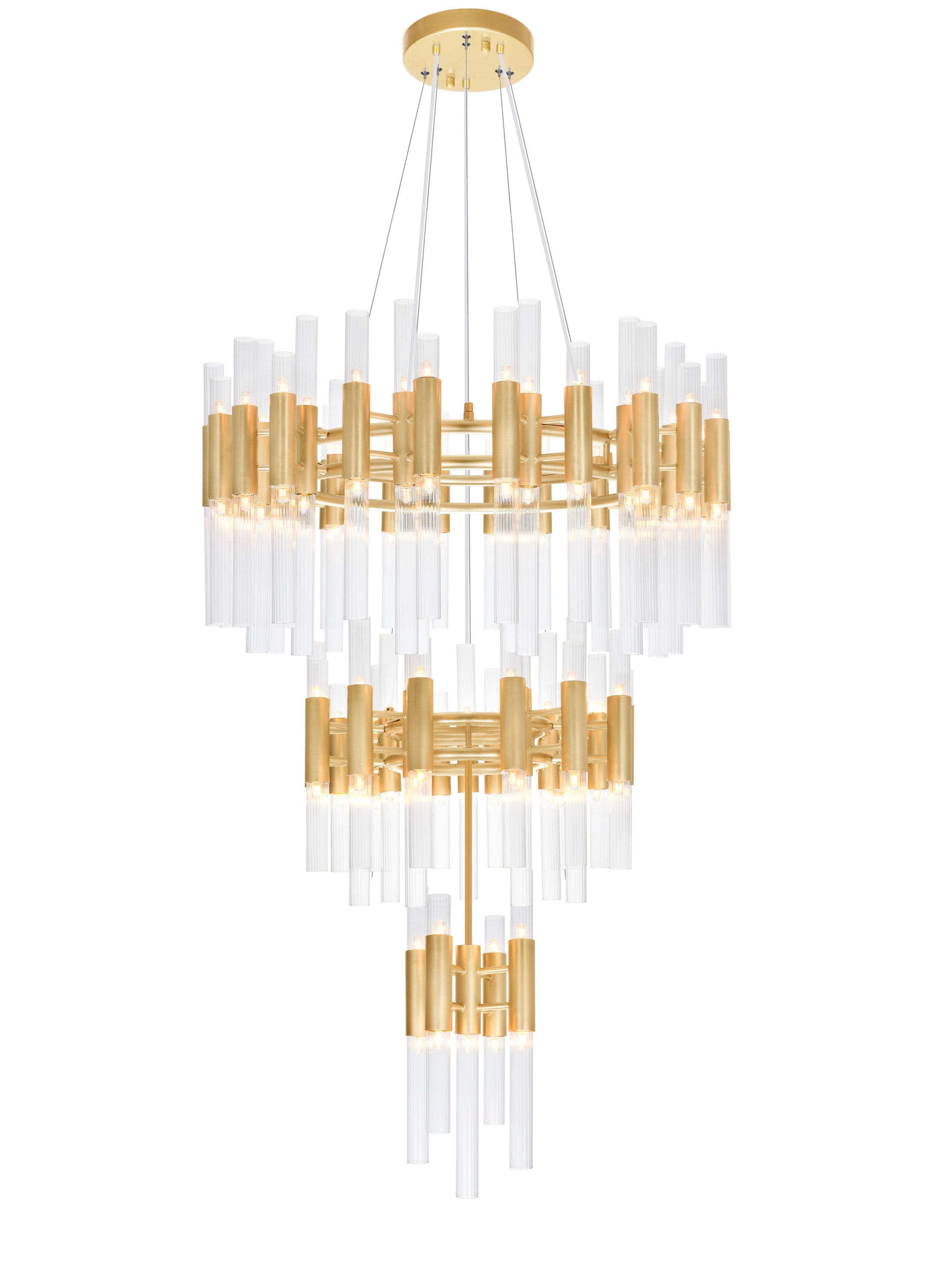 CWI Lighting 1120P32-123-625 Orgue 123-Light Satin Gold Modern/Contemporary LED Dry Rated Chandelier