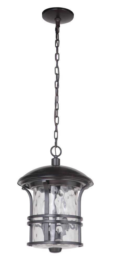 Craftmade Z5121-OBO Courtyard Oiled Bronze Outdoor Transitional Textured Glass Cylinder Hanging Pendant Light