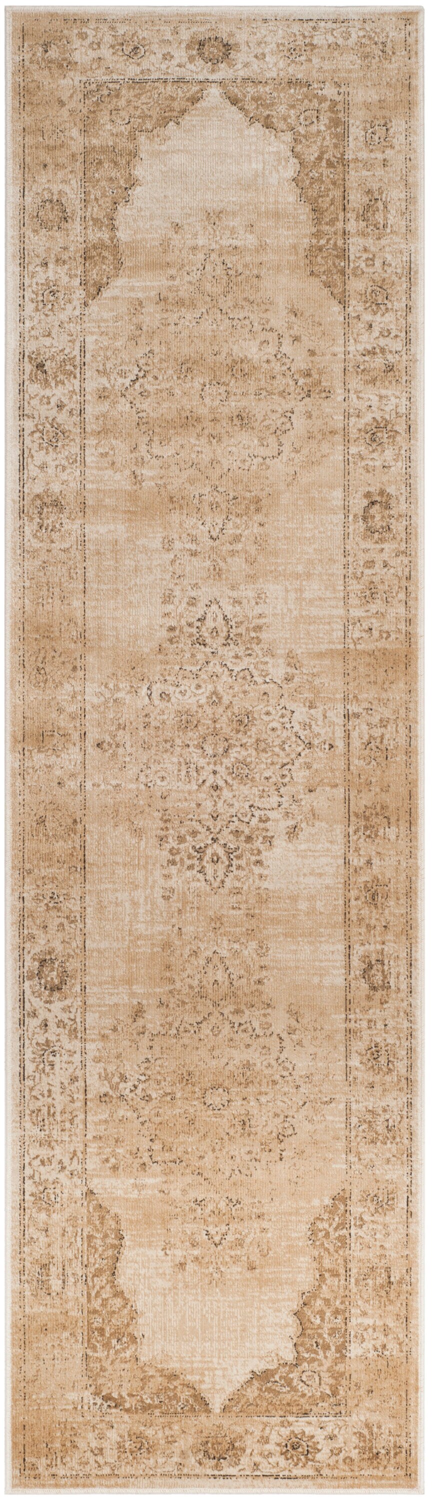 Safavieh VTG122-3440-28 Vintage Kaira 2 x 8 (ft) Loomed Synthetic Creme Rectangular Indoor Distressed/Overdyed Oriental Runner rug