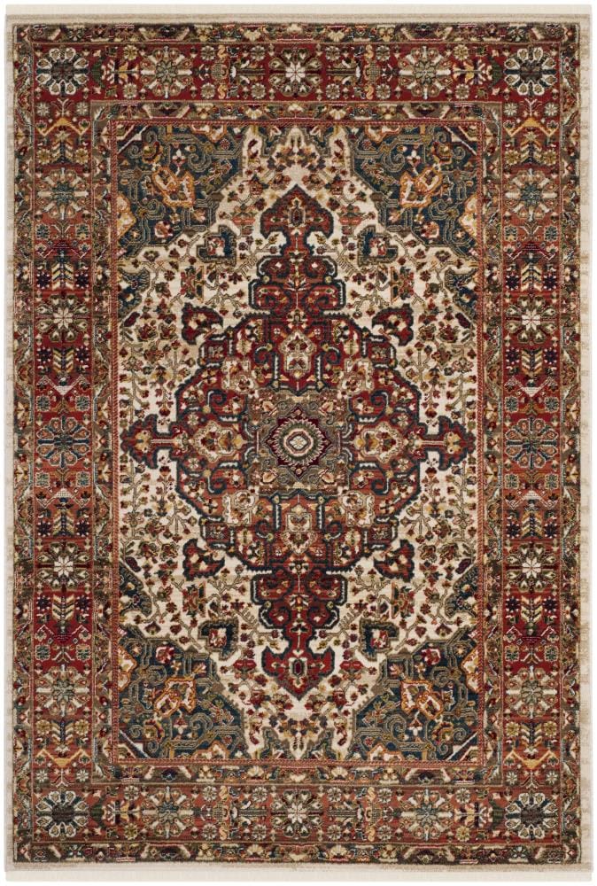 Safavieh KSN305B-5 Kashan Lano 5 x 7 (ft) Loomed Polypropylene Ivory/Blue Rectangular Indoor Border Vintage Area rug