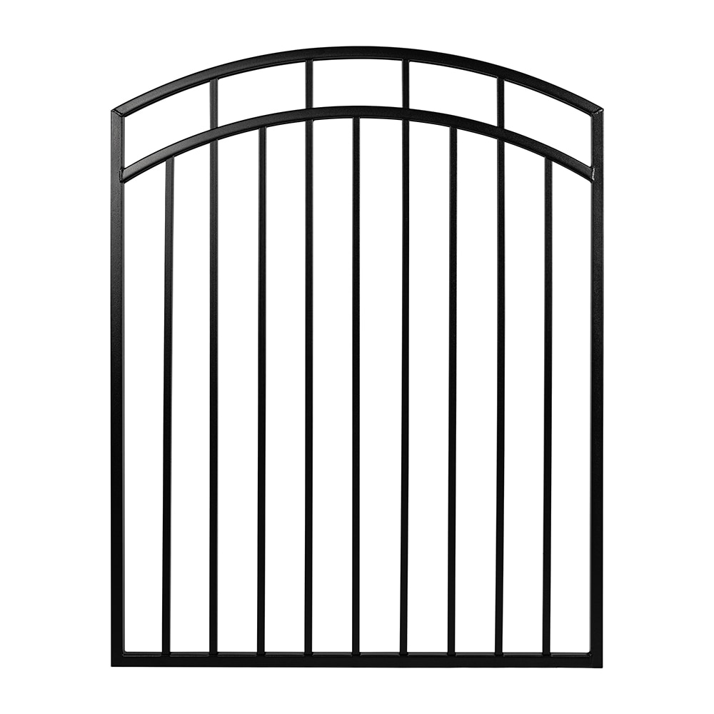 Nuvo Iron IBGA4556 Benitoite 5-ft H x 3-3/4-ft W Black Powder-Coated Finish Galvanized steel Security Anti-sag Gate Spaced picket Fence gate