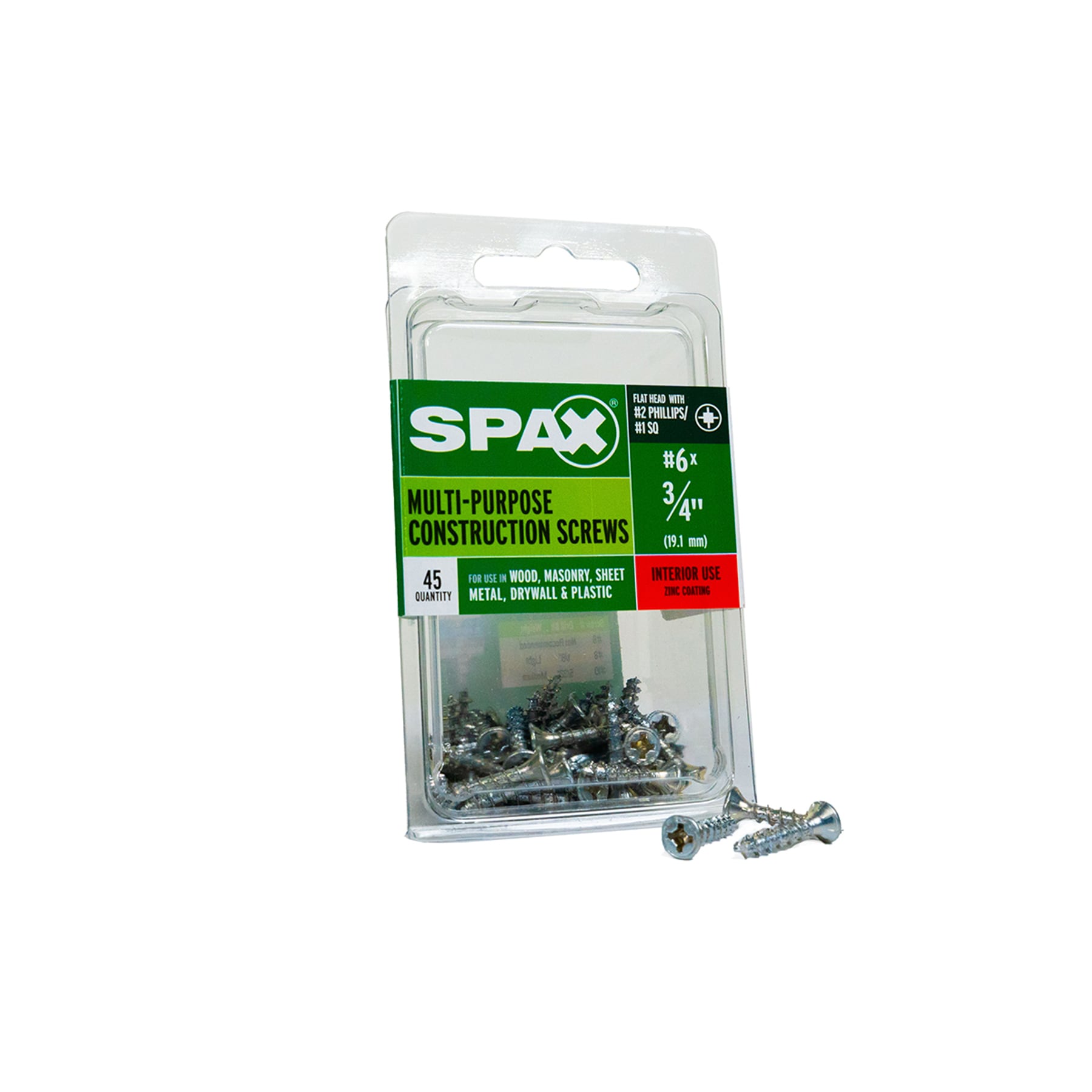 SPAX 4101010350202 Multi-Material #6 x 3/4-in Zinc-plated Interior Wood screws ( 45 -Per Box )