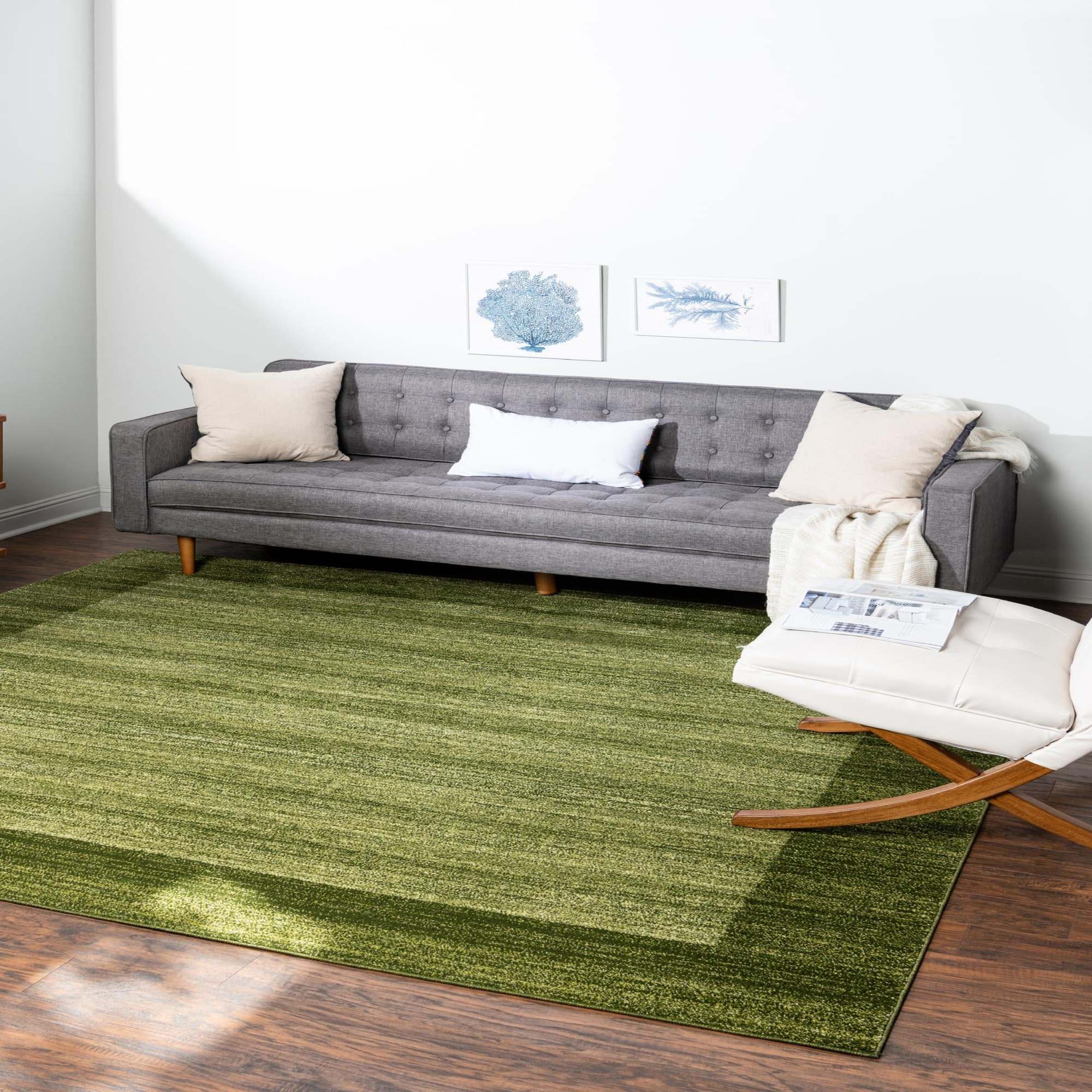 Unique Loom 3132109 Abigail Del Mar 8 x 8 (ft) Loomed Polypropylene Light Green/Beige Square Indoor Border Area rug