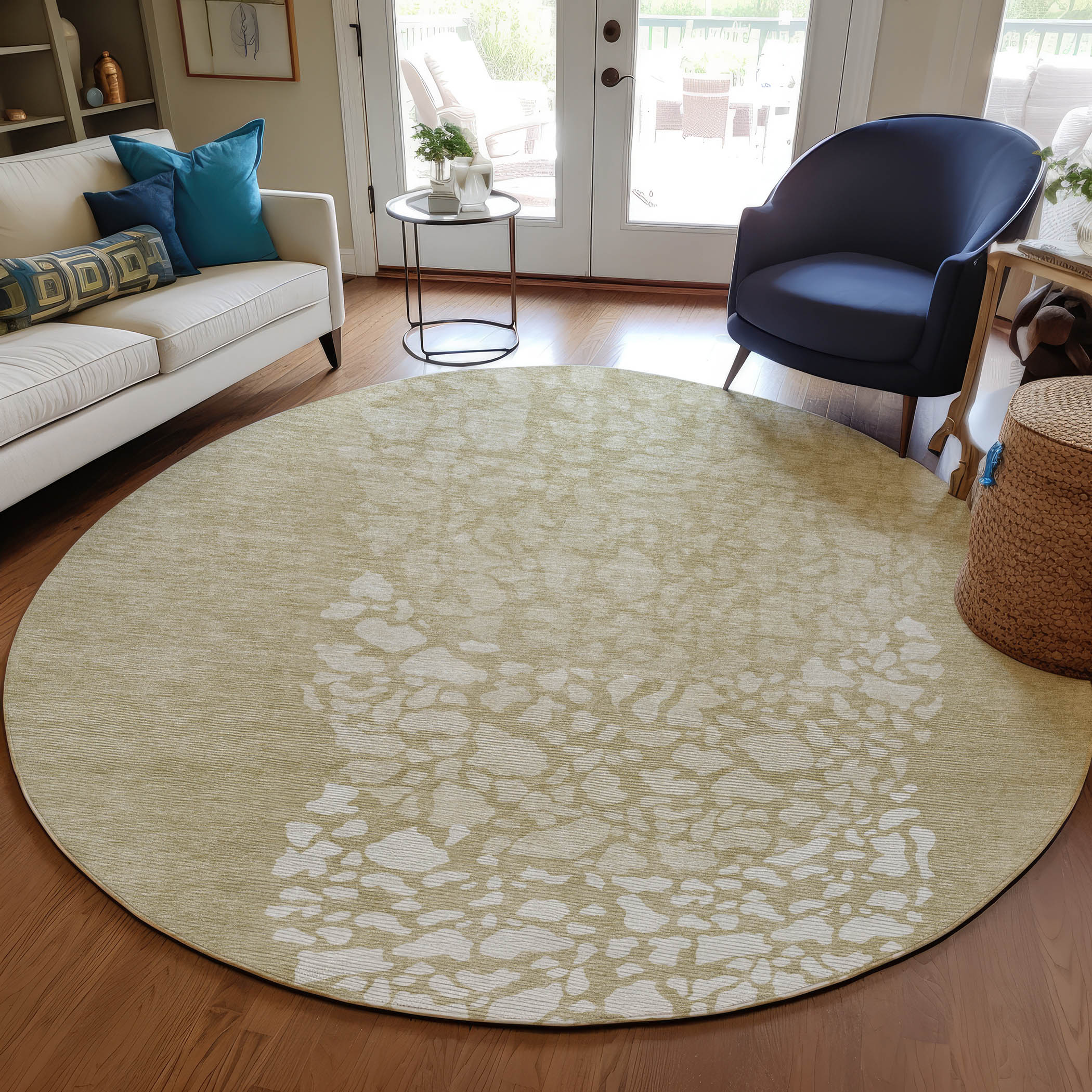 Addison Rugs ACN643BG8RO Chantille ACN643BG 8 x 8 (ft) Polyester Beige Round Indoor/Outdoor Geometric Machine washable Area rug