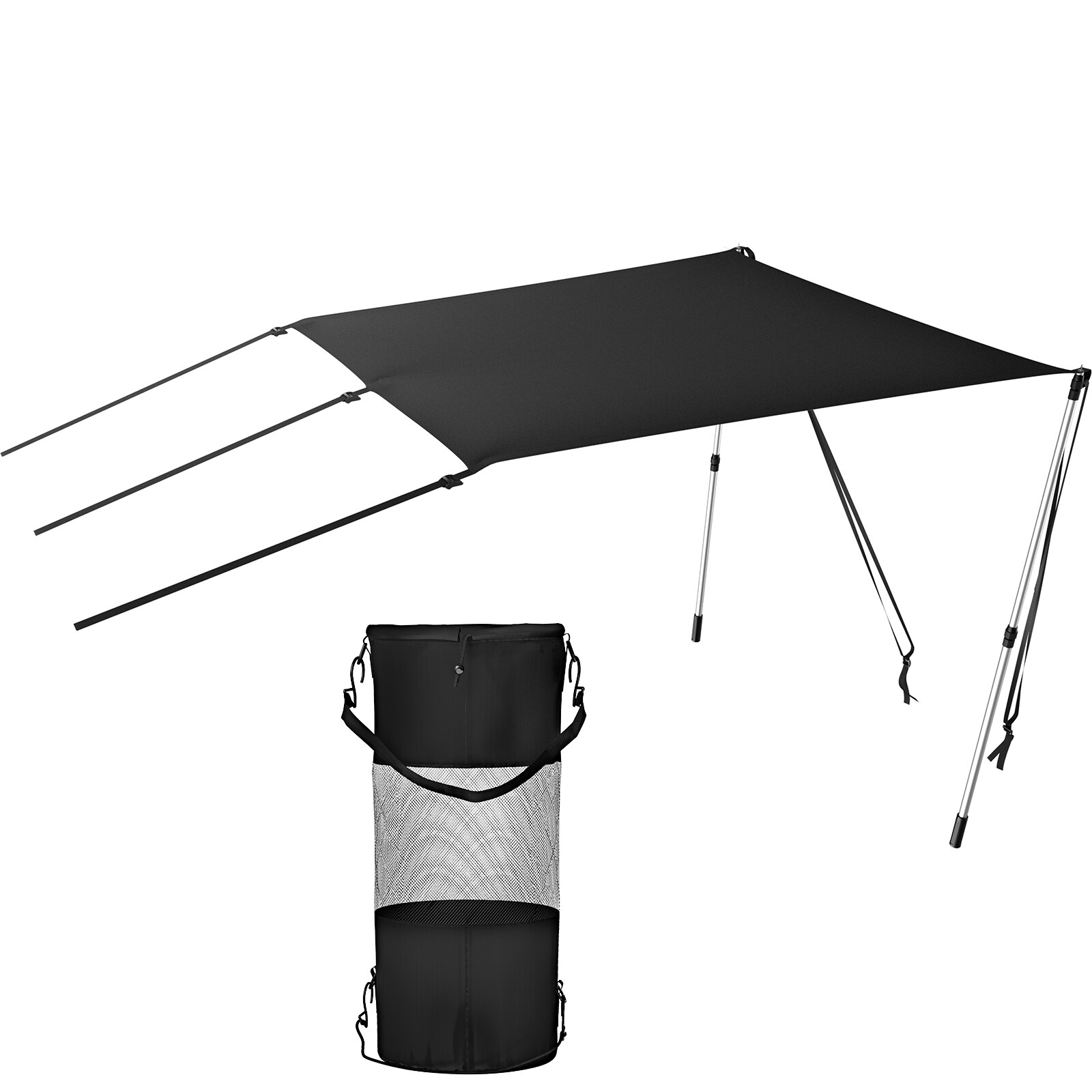 VEVOR SCDBKZZYTJYC03465V0 T-Top Sun Shade Kit 6ft x 5ft  UV-Proof 600D Polyester T-top Extension Kit with Rustproof Steel Telescopic Poles  Waterproof T-Top Shade Kit  Easy to Assemble for T-Tops and Bimini Top