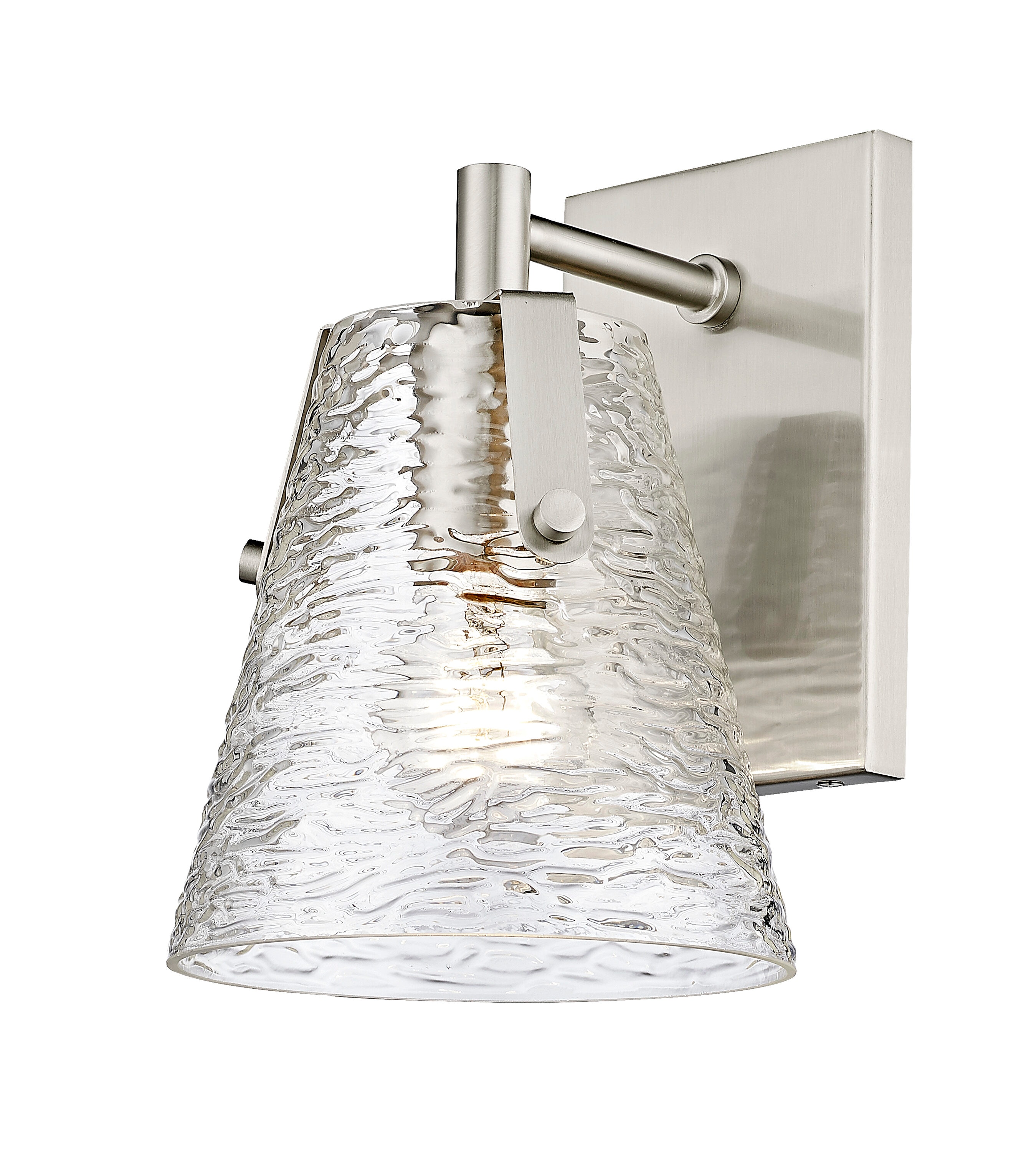 Analia Brushed Nickel and Glass 1-Light Wall Sconce