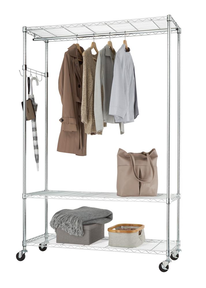 TRINITY Chrome Steel Rolling Clothing Rack in the Clothing Racks