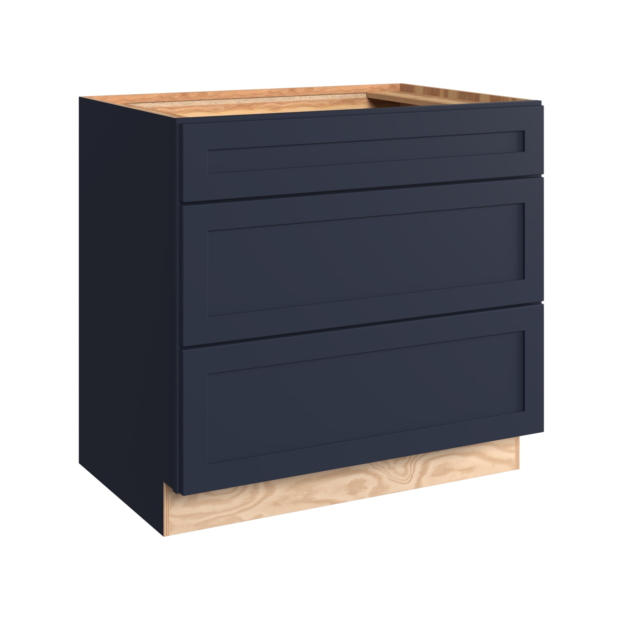 KraftMaid Momentum BD36.3G77 Deveron 36-in W x 34.5-in H x 24-in D Midnight 3 -Drawers Drawer Base Fully assembled Plywood Cabinet Recessed Panel Shaker