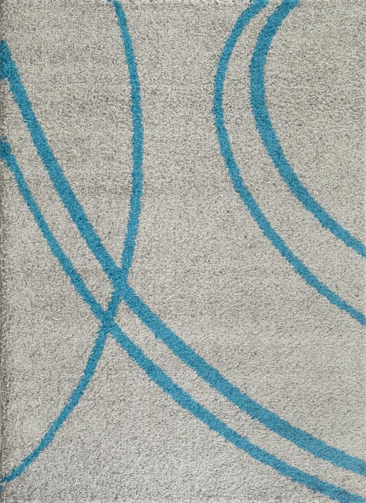 World Rug Gallery 2727 L.GRAY 2X8 Harbor Shag 2 x 7 (ft) Loomed Polypropylene Gray Rectangular Indoor Stripe Mid-Century Modern Runner rug