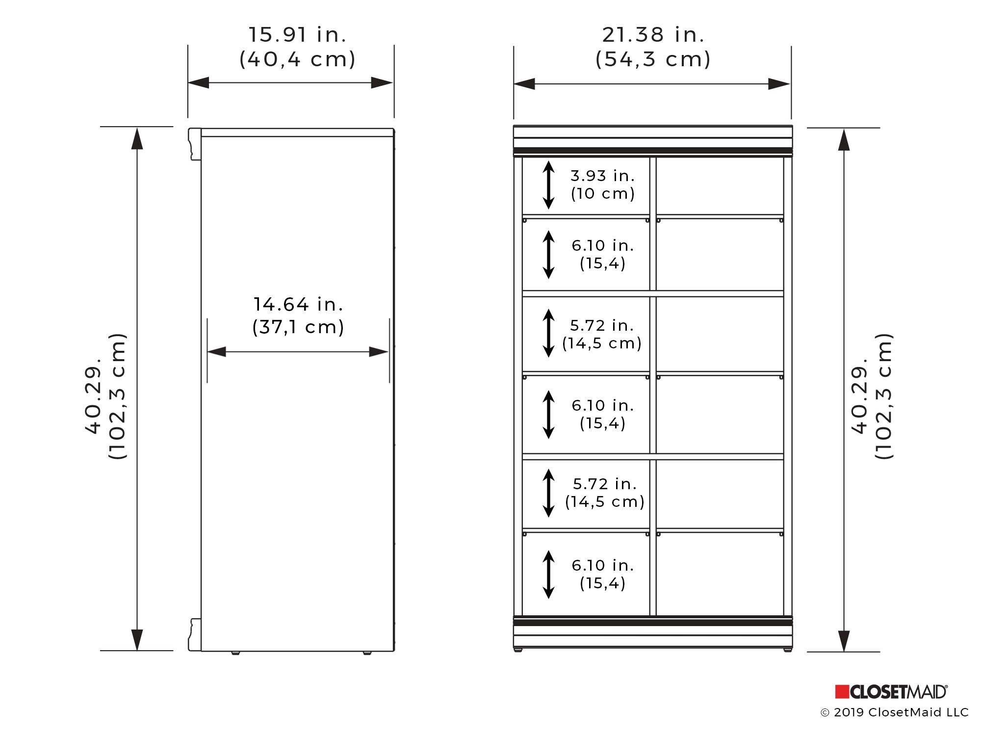 ClosetMaid Modular Closet 21.38-in W x 15.91-in D x 40.29-in H White ...