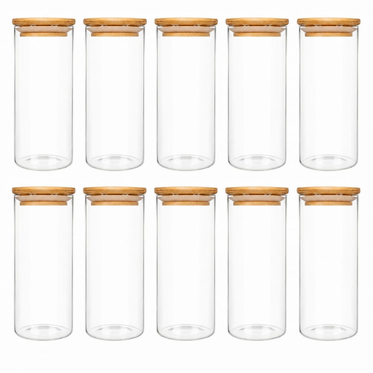 Aoibox  10 Piece 14 oz High Borosilicate Glass Canister Set with Airtight Bamboo Lids and Silicone Seals