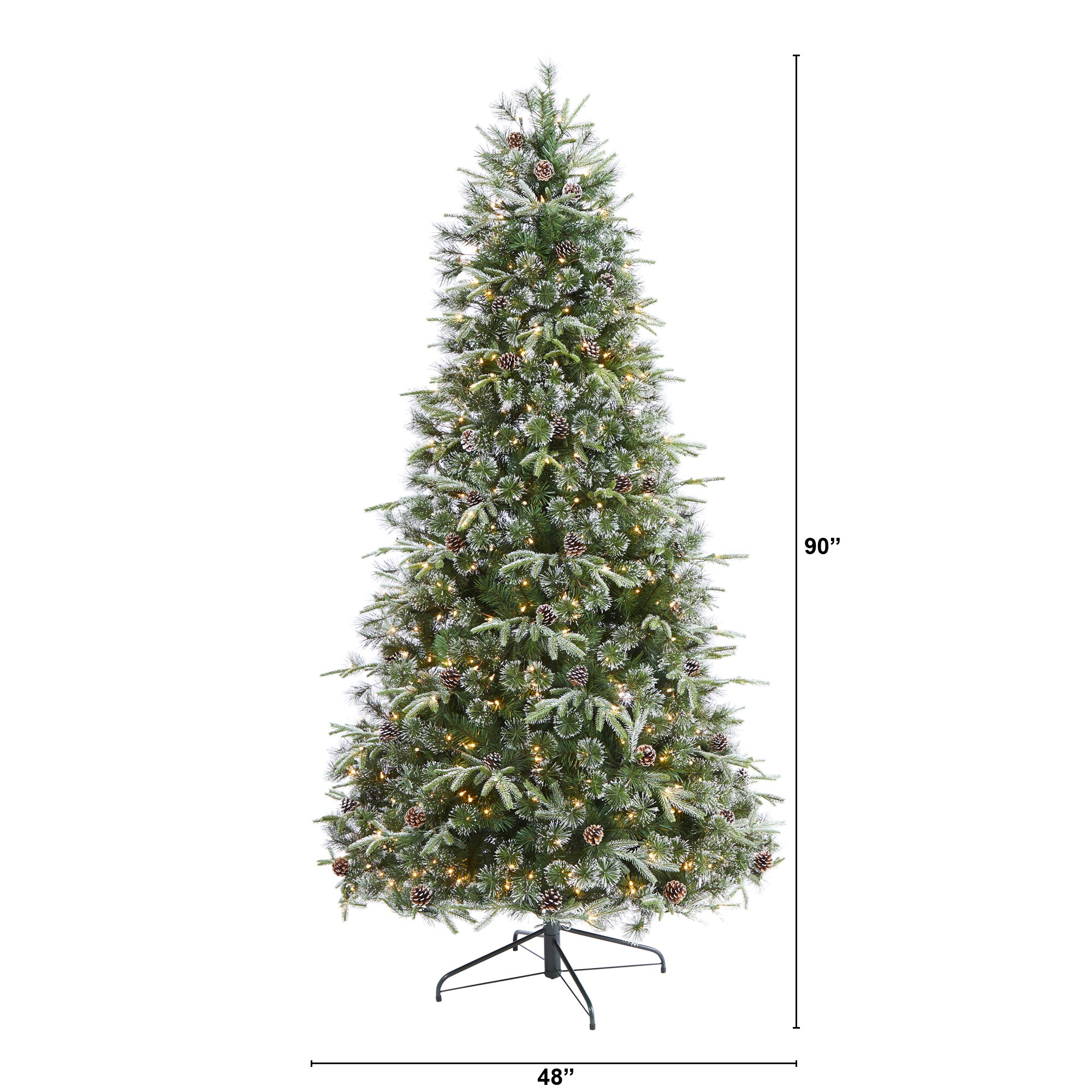 Nearly Natural 7.5-ft Pine Pre-lit Flocked Artificial Christmas Tree ...