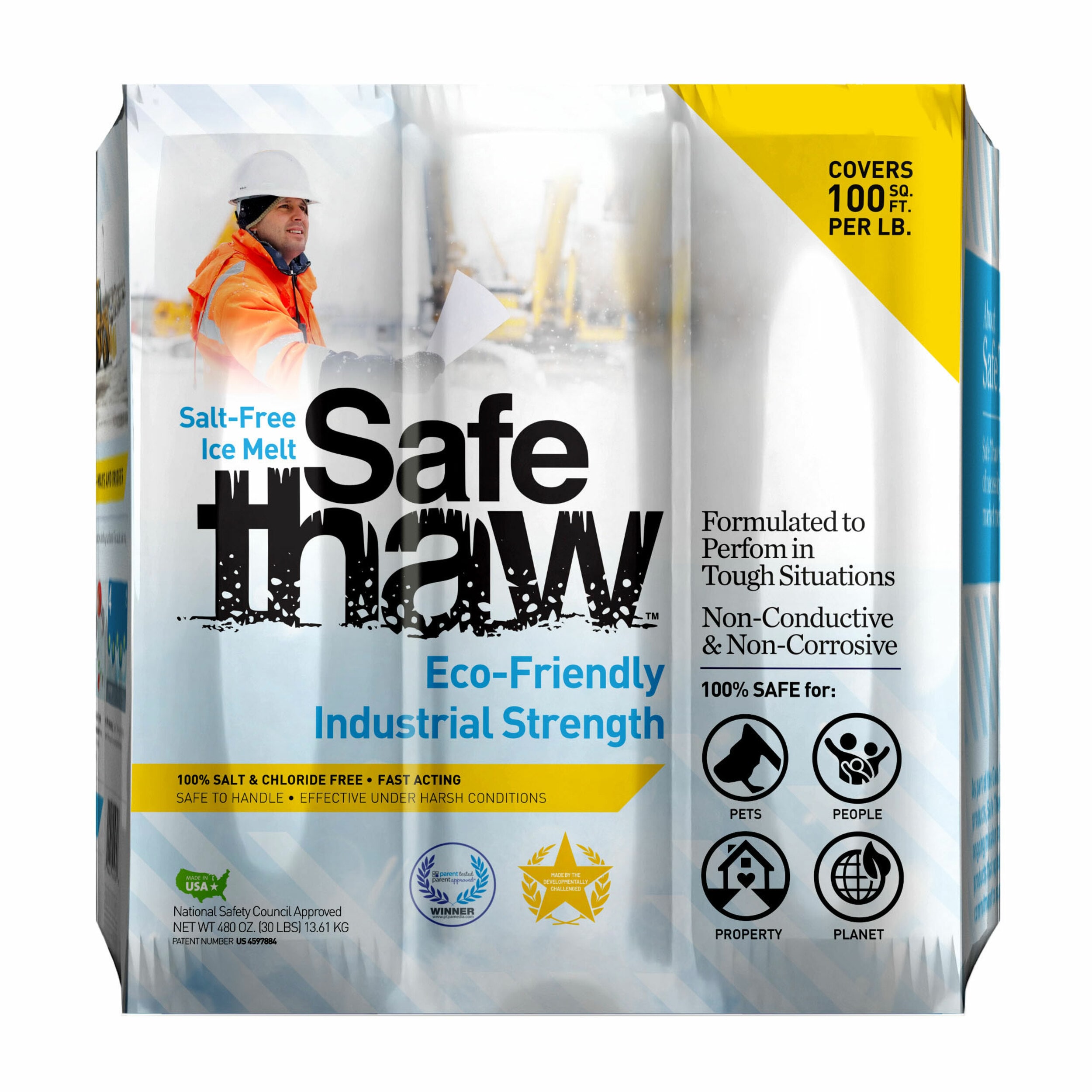 Safe Thaw 228055 30-lbs. Safer For Pets Modified Carbonyldiamide Crystal, Special Glycols Ice Melt Granules