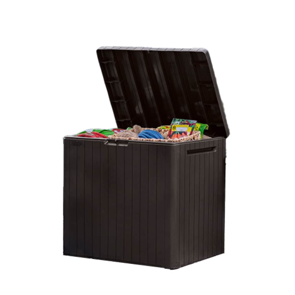 Keter 243550 City Box Durable Outdoor Storage 22.75-in L x 17.3-in 30-Gallon Brown Plastic Deck Box
