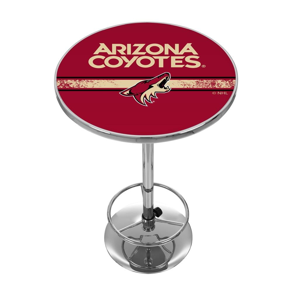 Trademark Gameroom NHL2000-AC2 Arizona Coyotes Pub Tables Chrome Round Traditional Bar Table, Composite with Metal Pedestal Base 27.375-in L x 42-in H
