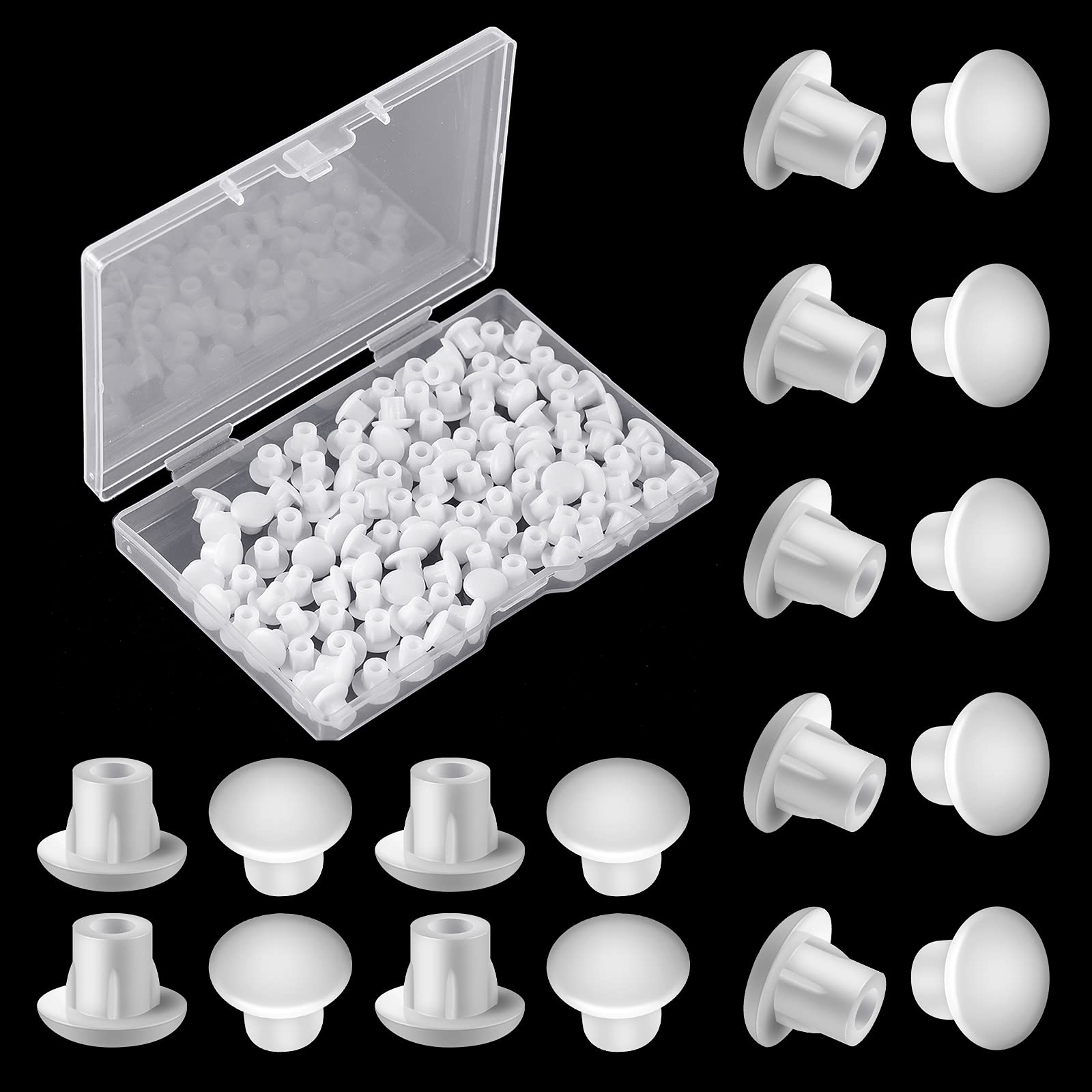 UUDULY  100 Pieces Three Sixteenth Plastic Hole Plugs for Round Hole Shelf Cap Cabinet Hole Cover Cupboard Shelf Pegs for Furniture Cabinet