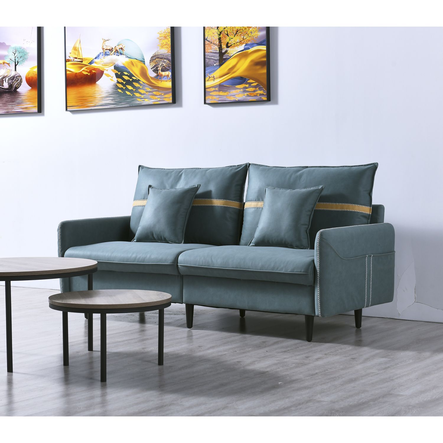 JASMODER W1036S00002 32.6-in Modern Light Blue Polyester/Blend Sofa