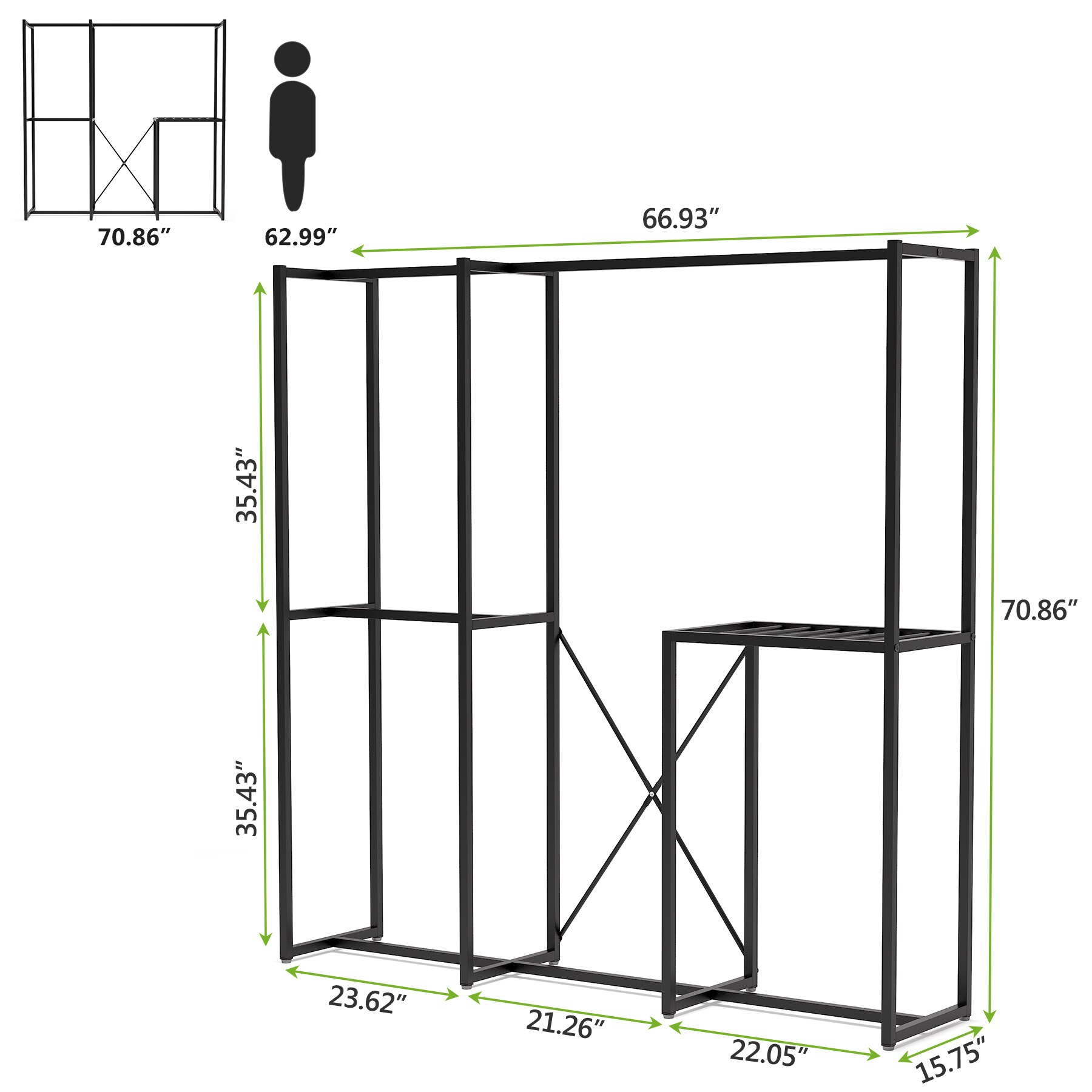 Tribesigns Hoga-JW0136 Black Steel Clothing Rack at Lowes.com