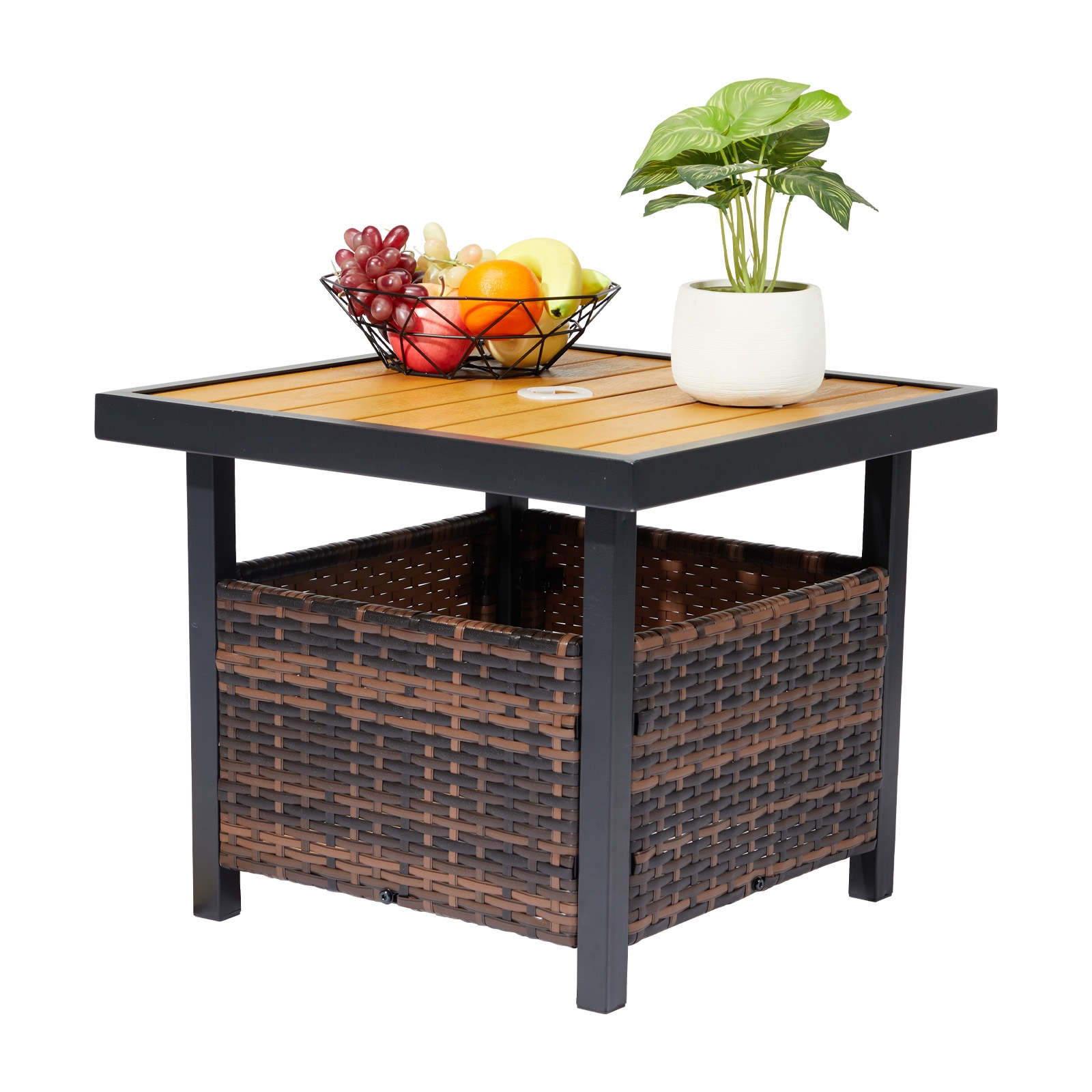 Winado LO1G56000662 Square Wicker Outdoor End 22-in W x 22-in L with Umbrella Hole