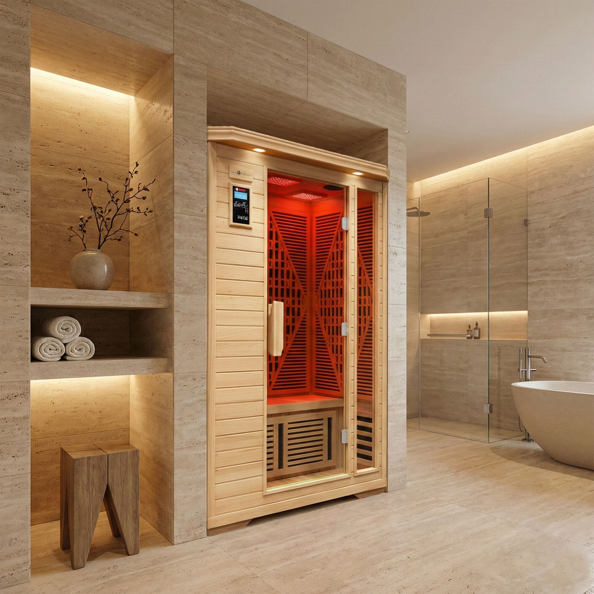 Laurel Mountain 78-in H x 47-in W x 37-in D 2 -person Hemlock Fir Wood Infrared Sauna #LMPRO31020302