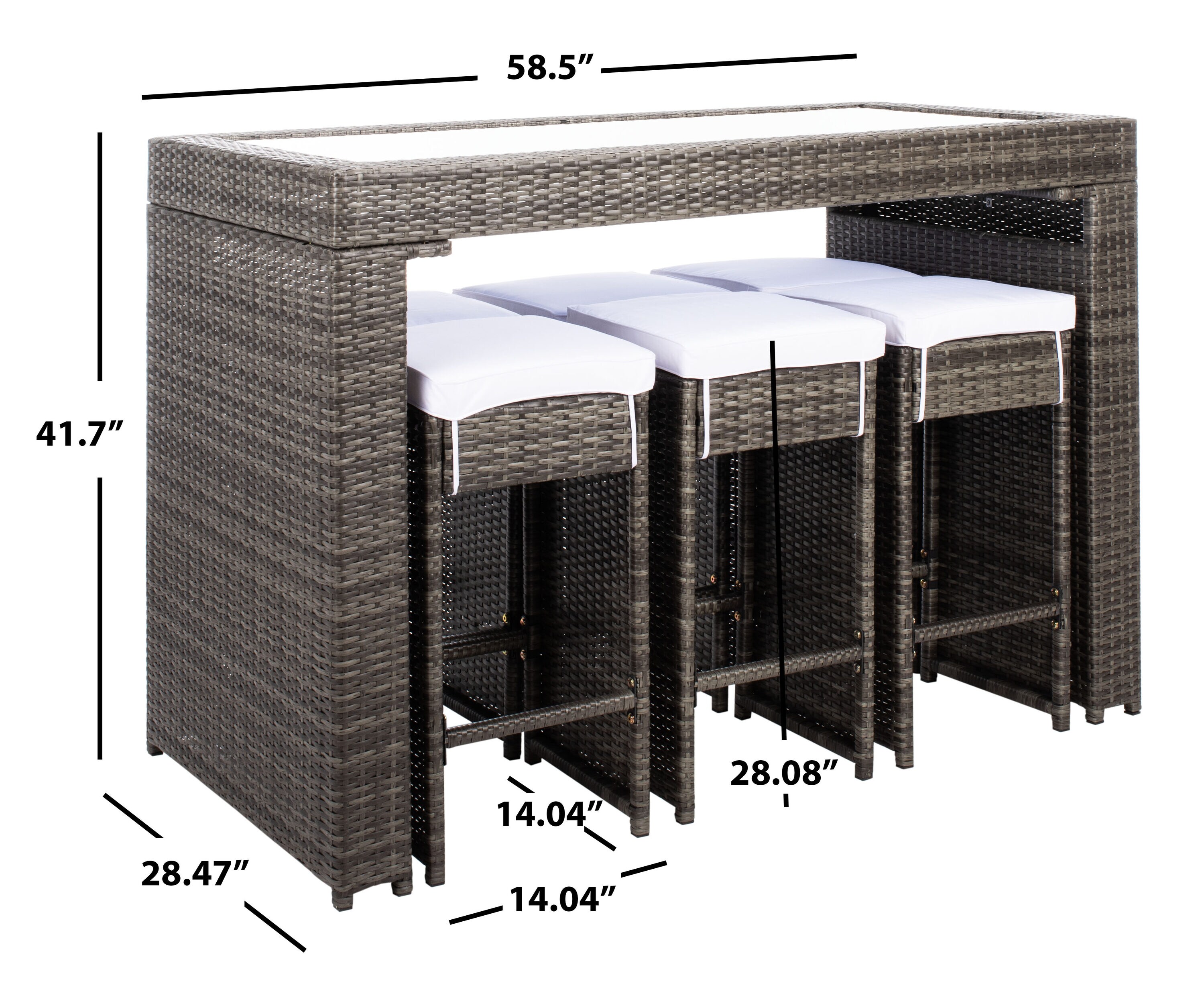 Hutton 7-Piece Gray Brown and White Outdoor Dining Set