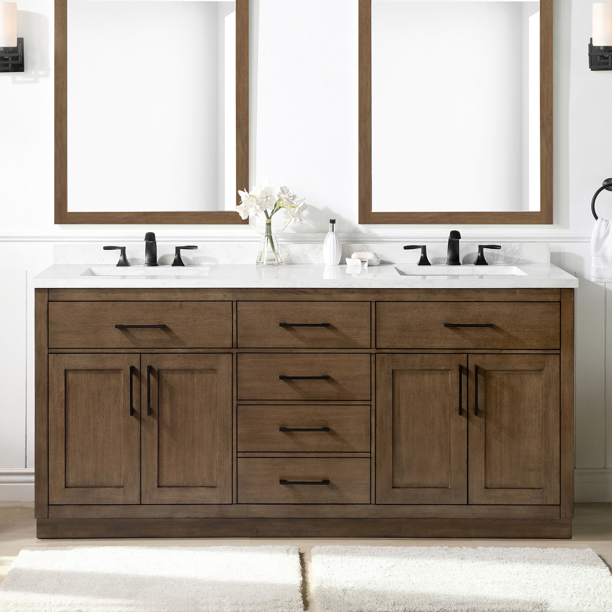 OVE Decors Athea 72-in Almond Latte Undermount Double Sink Bathroom ...