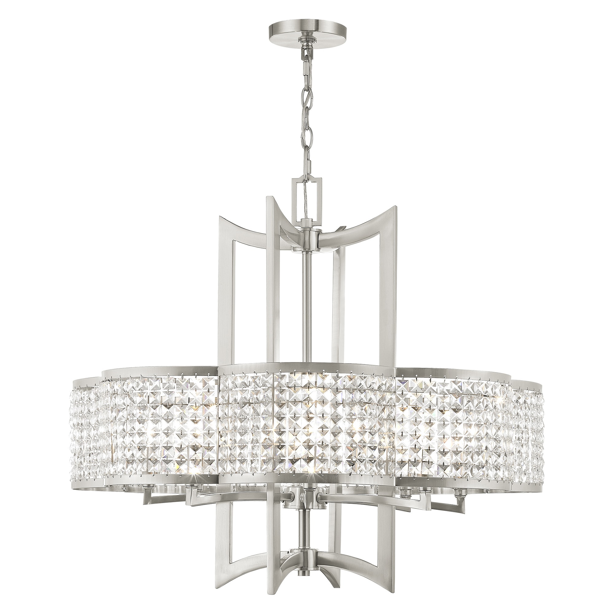 Livex Lighting 50578-91 Grammercy 8 -Light Brushed Nickel Vintage Crystal For Use in Bathrooms, Bedrooms, Dining Rooms, Foyers, Kitchens, Living Rooms Chandelier