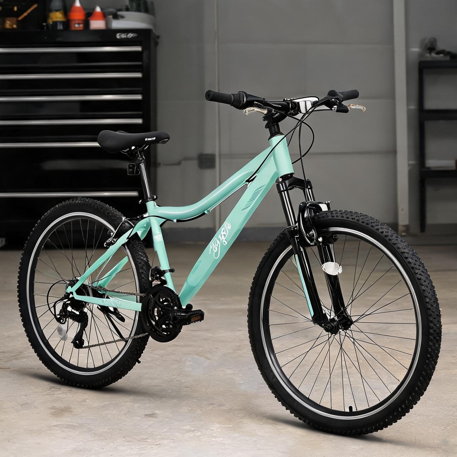 Naturefalls Storage Outdoor Bikes in Green Steel 26 in with Adjustable Design 21-Speed Mountain Bike