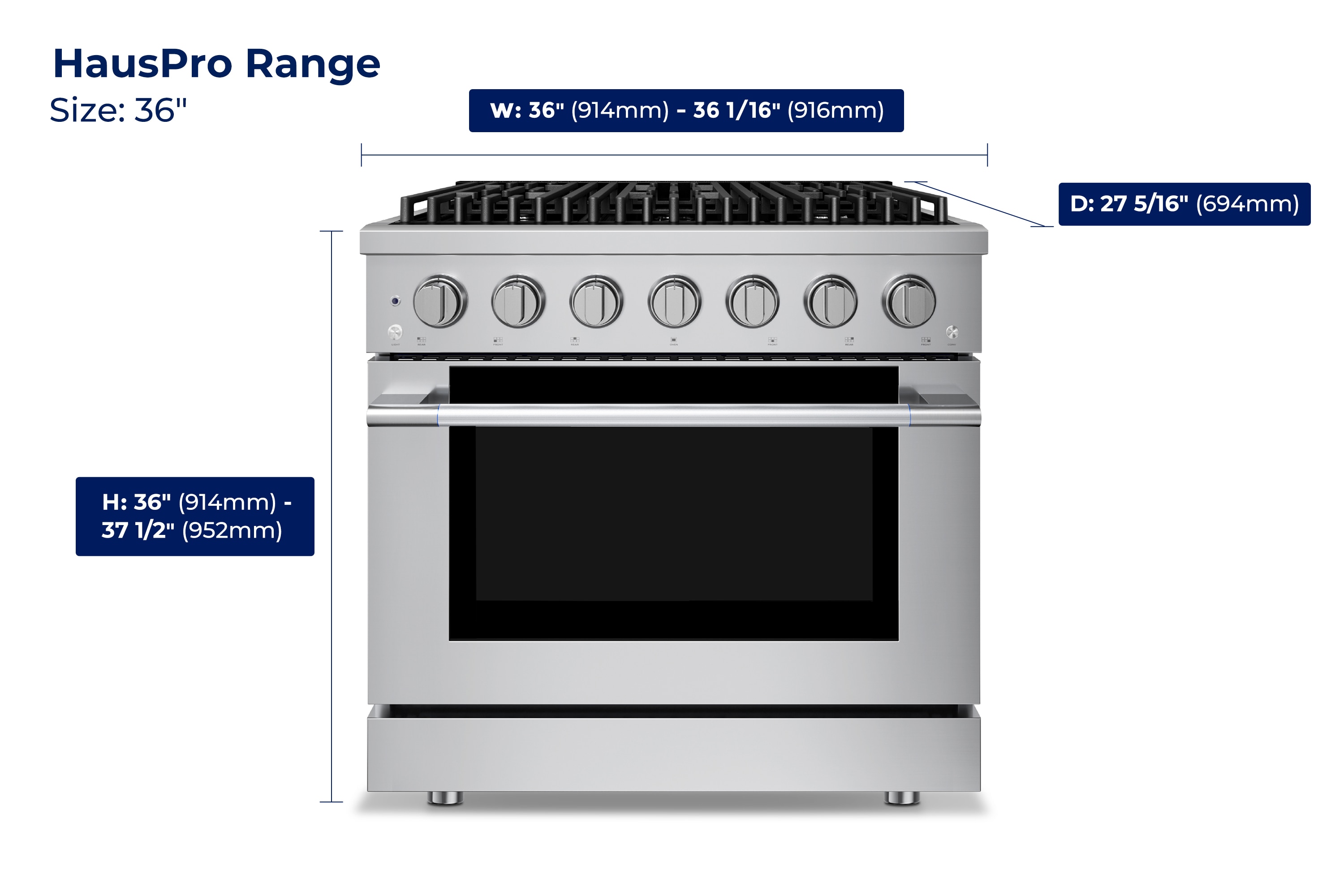 Hauslane PRG36-SS Freestanding-Gas-Ranges - Thumbnail View #2