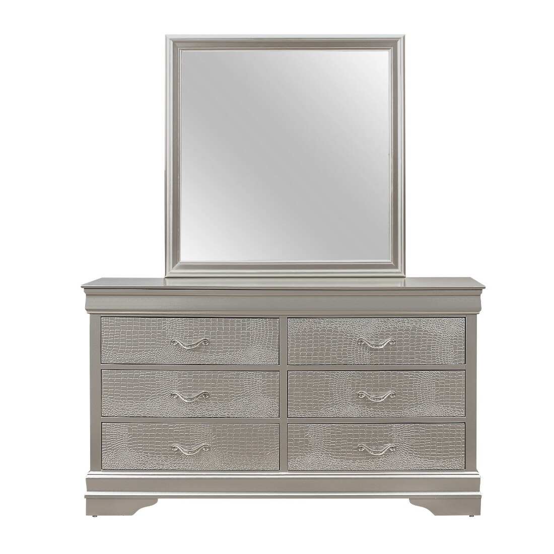 HomeRoots 4000384044 38-Inches W x 38.0-Inches H Rectangle Silver Framed Vanity Mirror