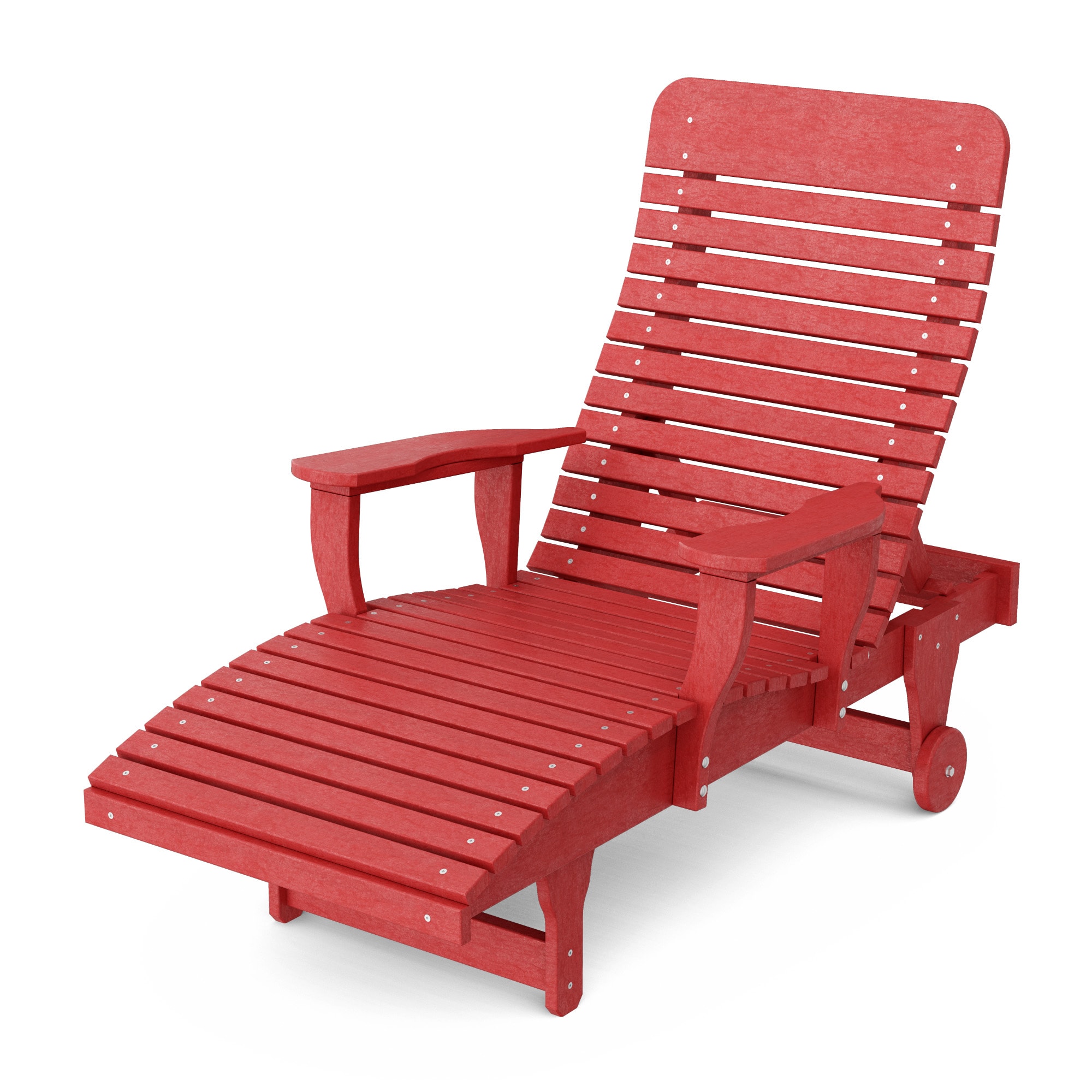 Wildridge LCC-460-CR Signature Cardinal Red Plastic Frame Stationary Chaise Lounge Chair with Red Slat Seat