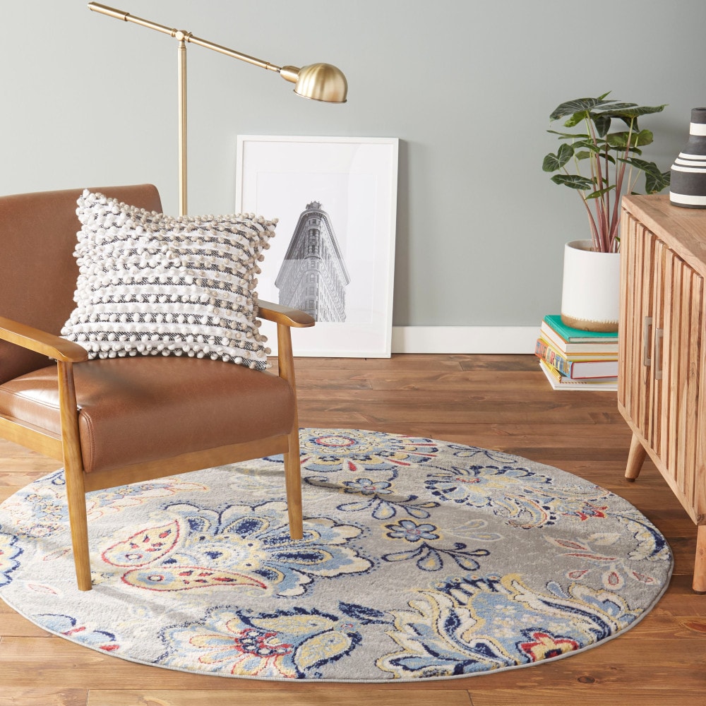 Home Dynamix 8R-HD5714-451 Tremont Lincoln 7 x 7 (ft) Loomed Polypropylene Gray Round Indoor Mid-Century Modern Area rug
