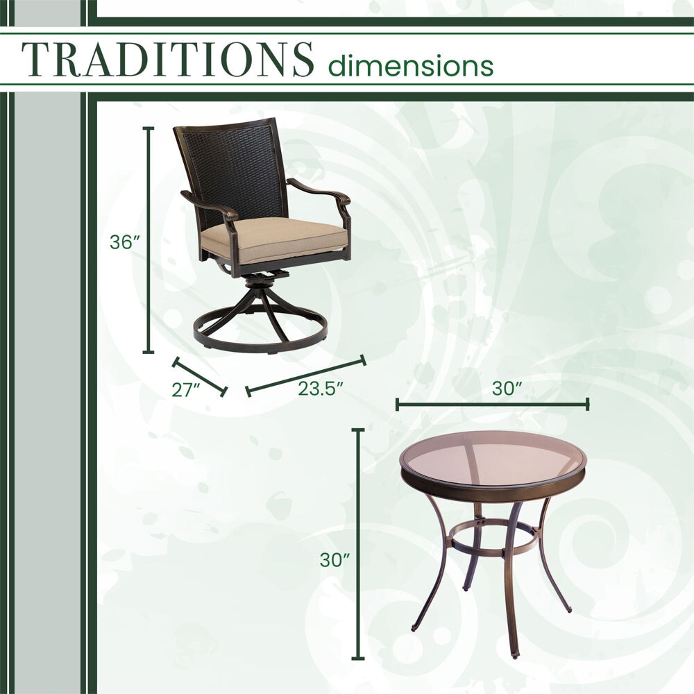 Hanover TRADDNWB3PCSWG-TAN Patio-Dining-Sets - View #4