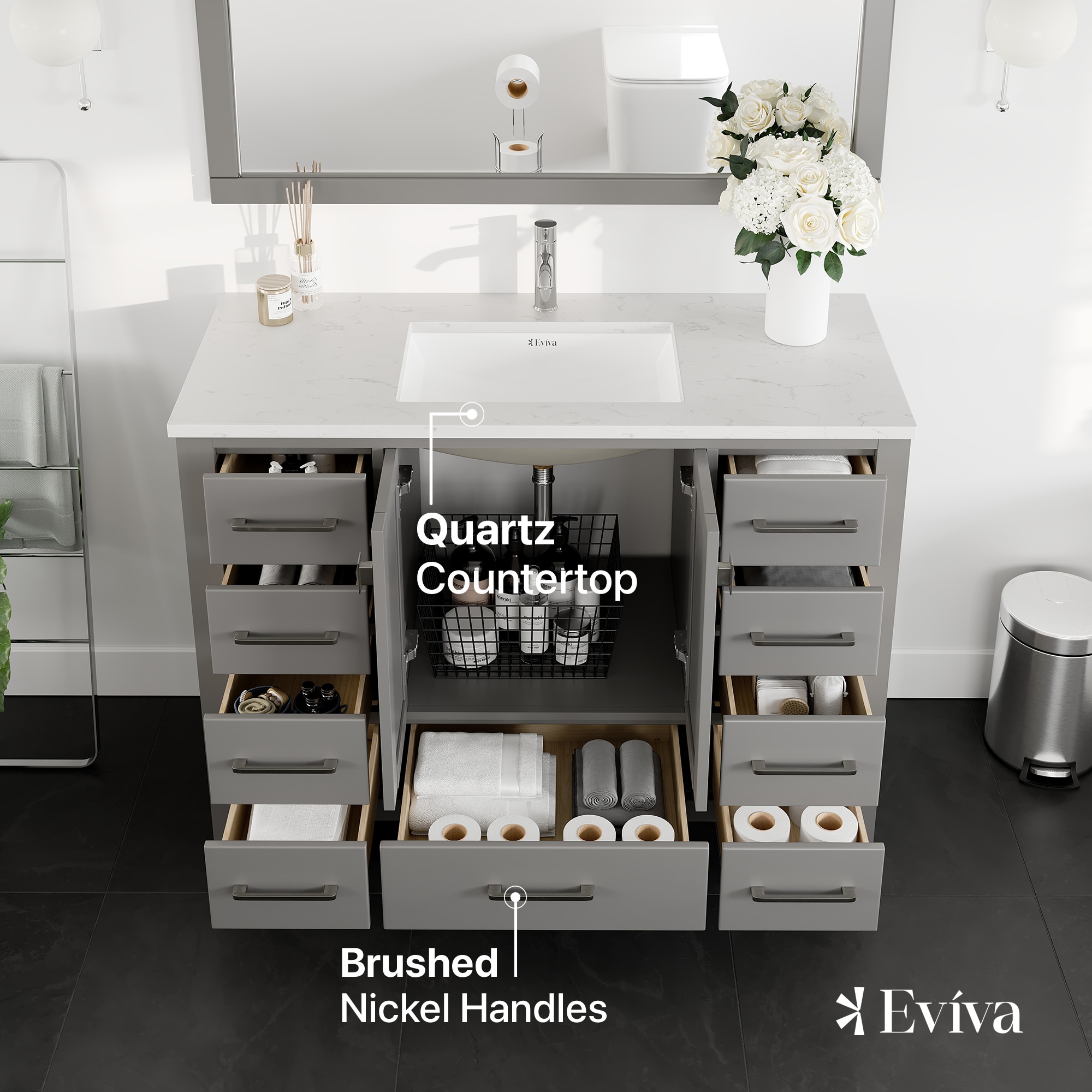 Eviva TVN414-48X18GR-Q Bath-Vanity-Combo - View #3