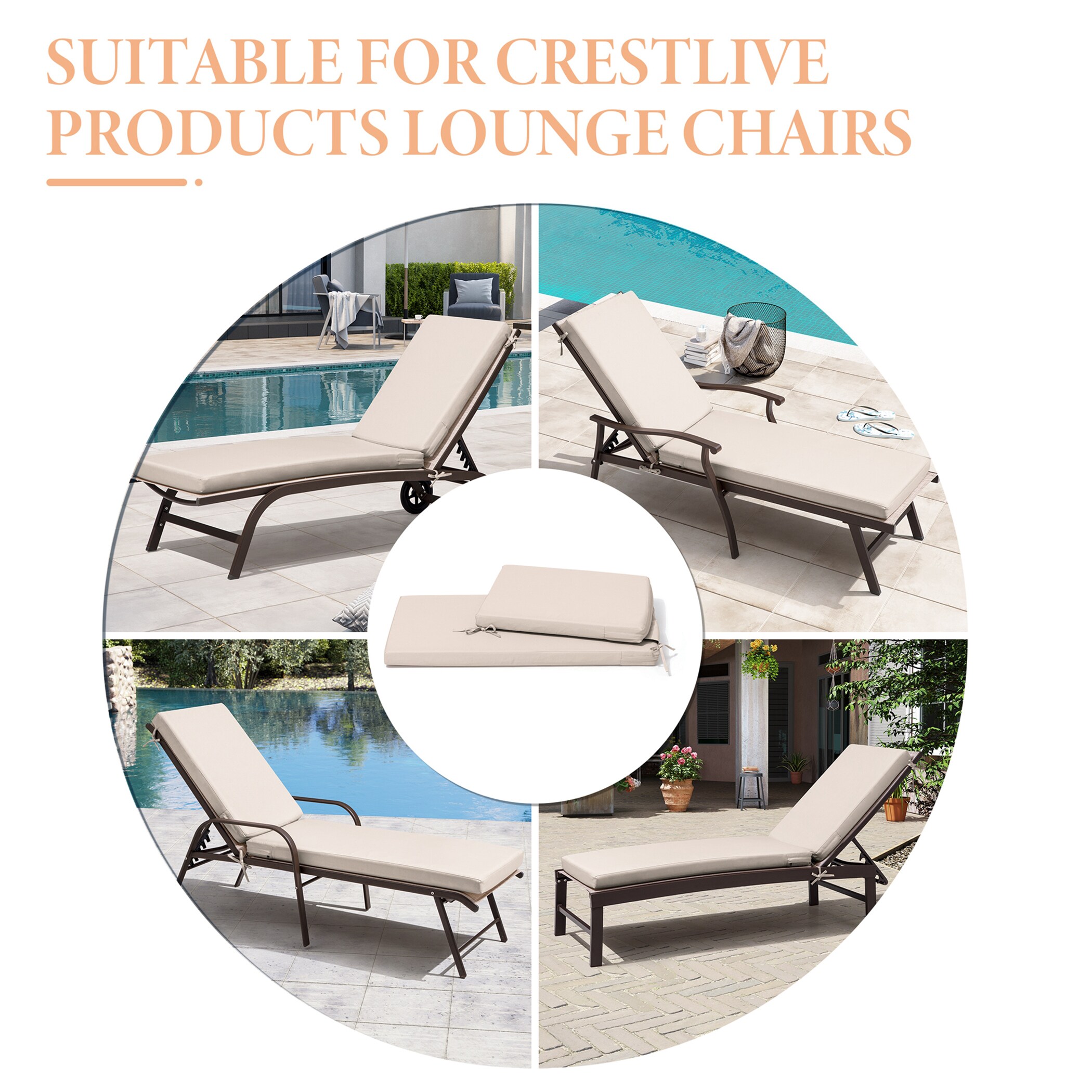 CloudFly CL-CU001BEI-2 Patio-Furniture-Cushions - View #7